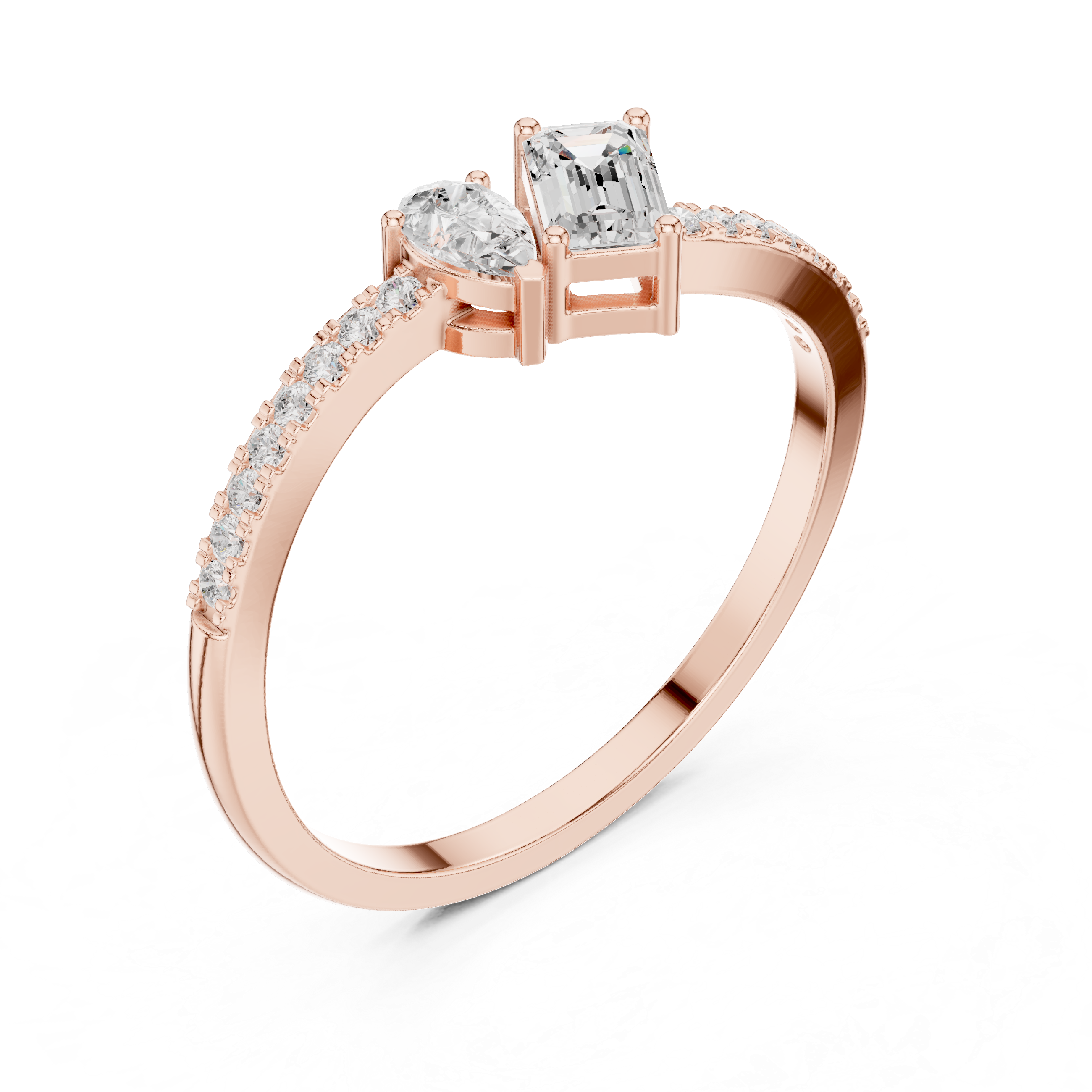 Gold Toi Et Moi Setting Pear Emerald Lab Grown Diamond Coris Ring
