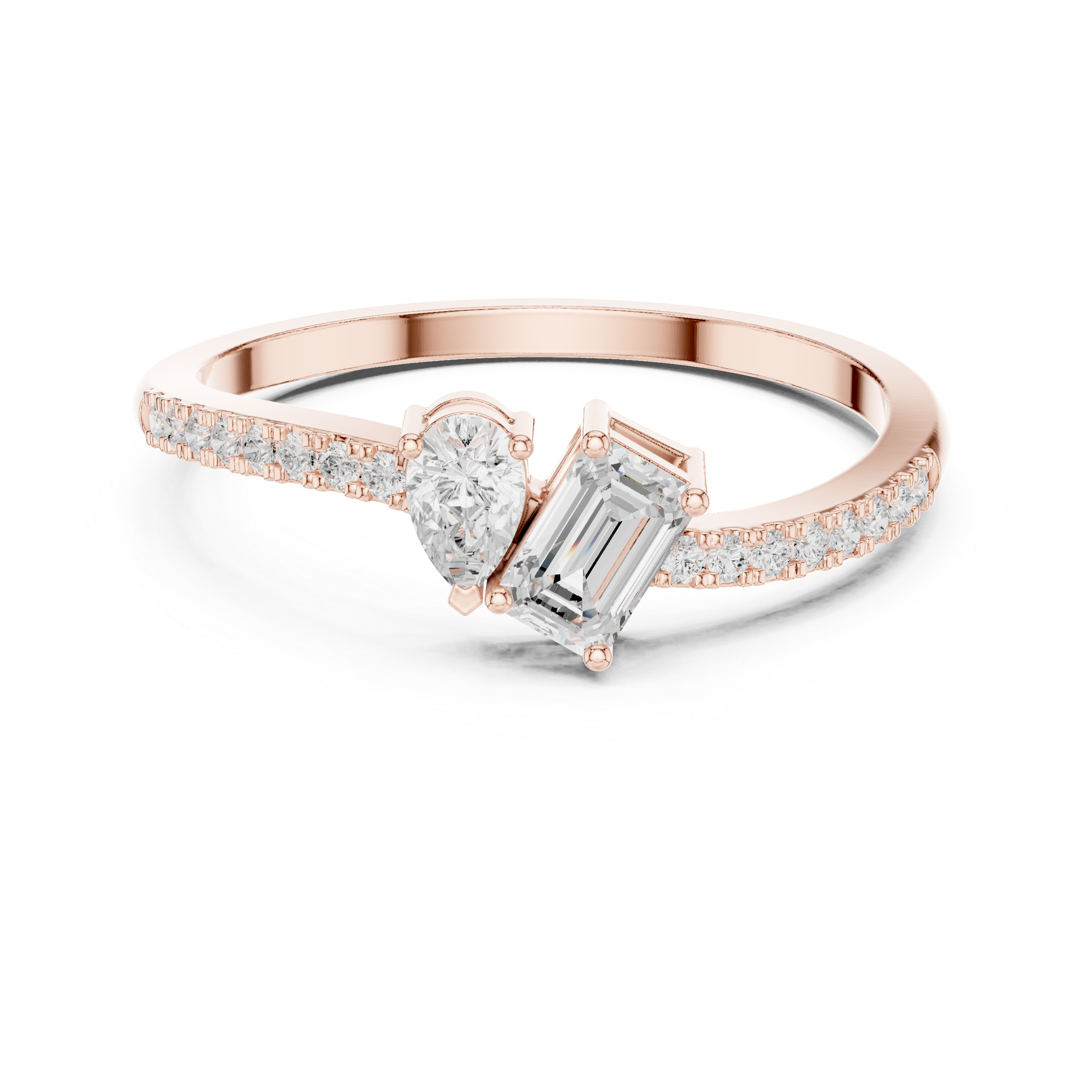 Gold Toi Et Moi Setting Pear Emerald Lab Grown Diamond Coris Ring
