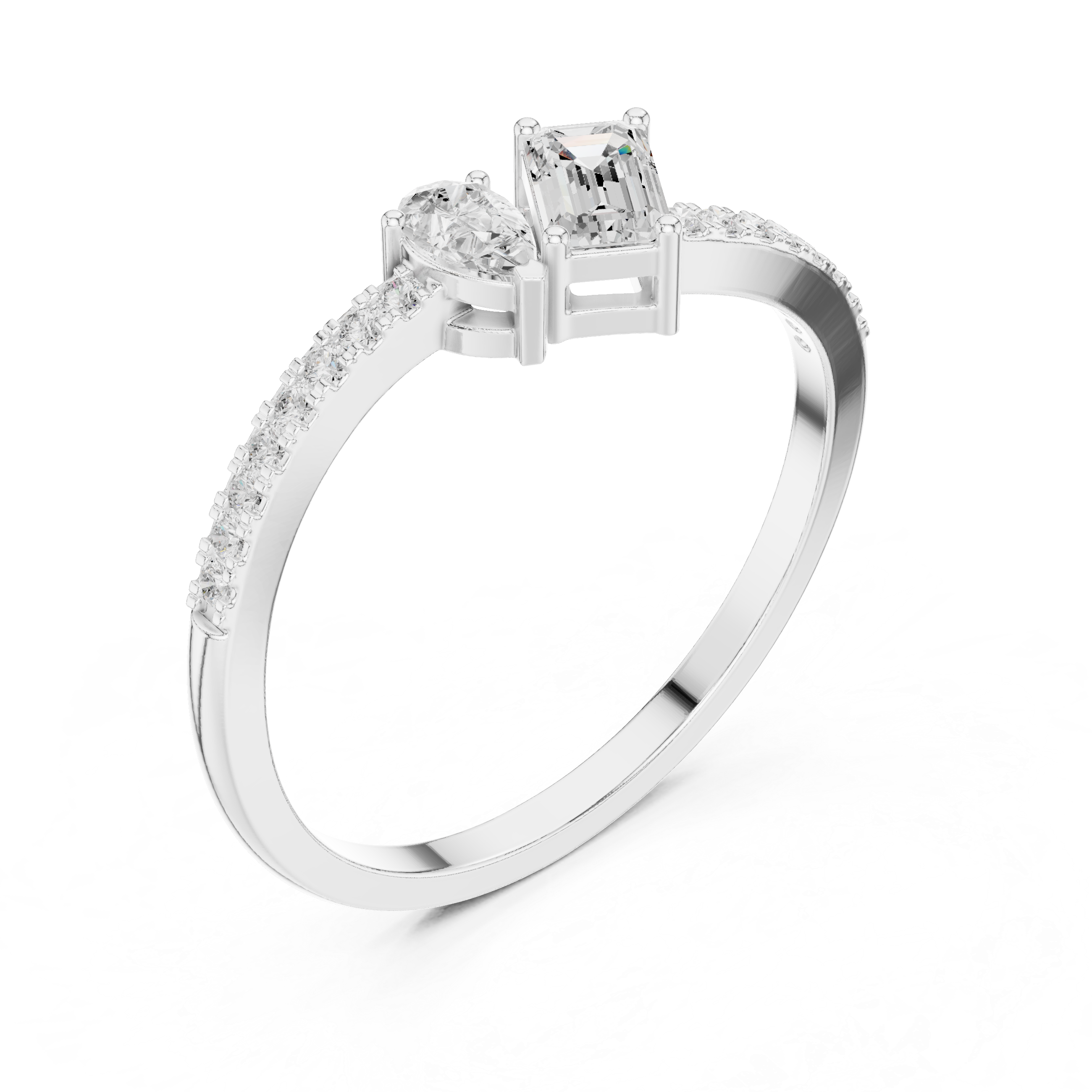 Gold Toi Et Moi Setting Pear Emerald Lab Grown Diamond Coris Ring