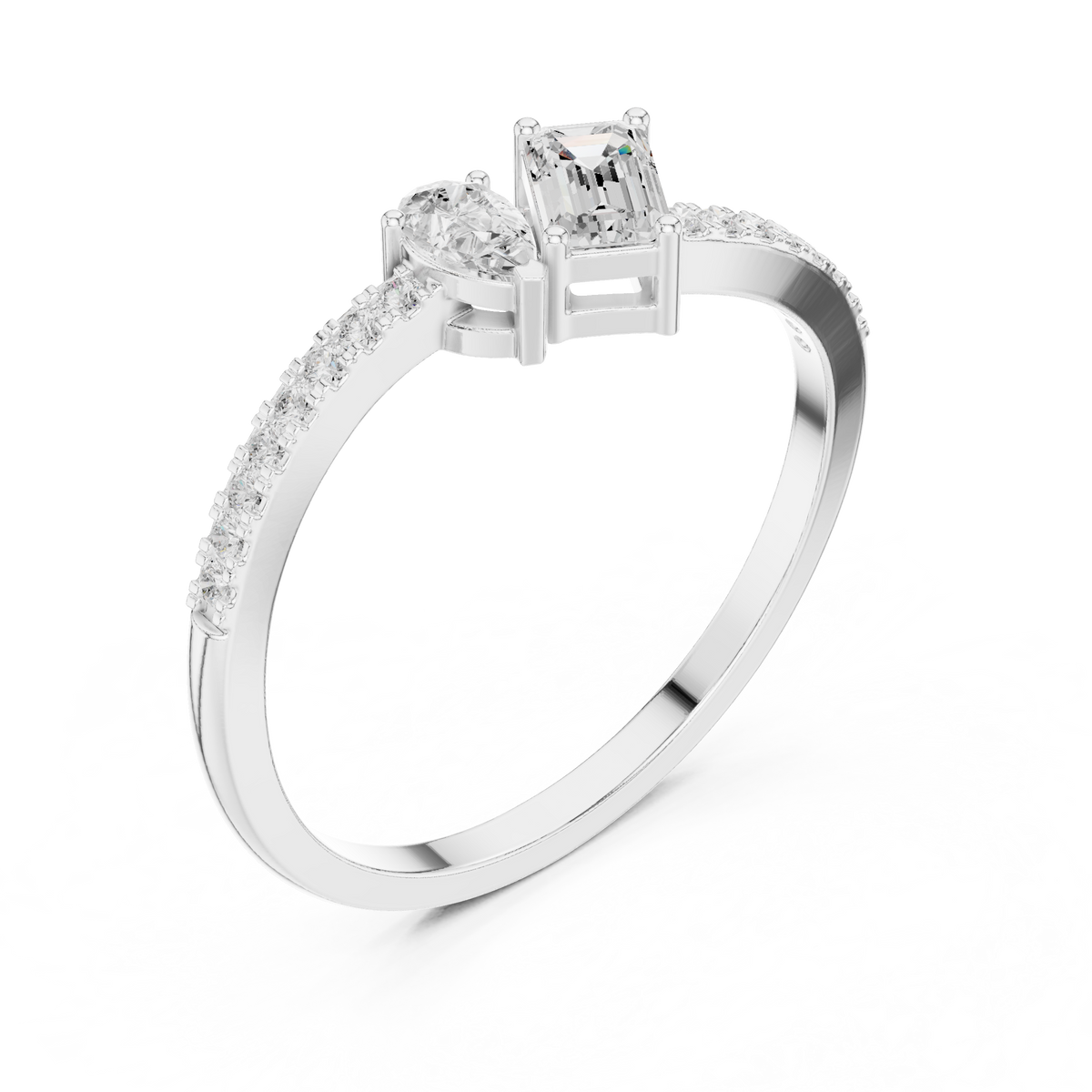 Gold Toi Et Moi Setting Pear Emerald Lab Grown Diamond Coris Ring