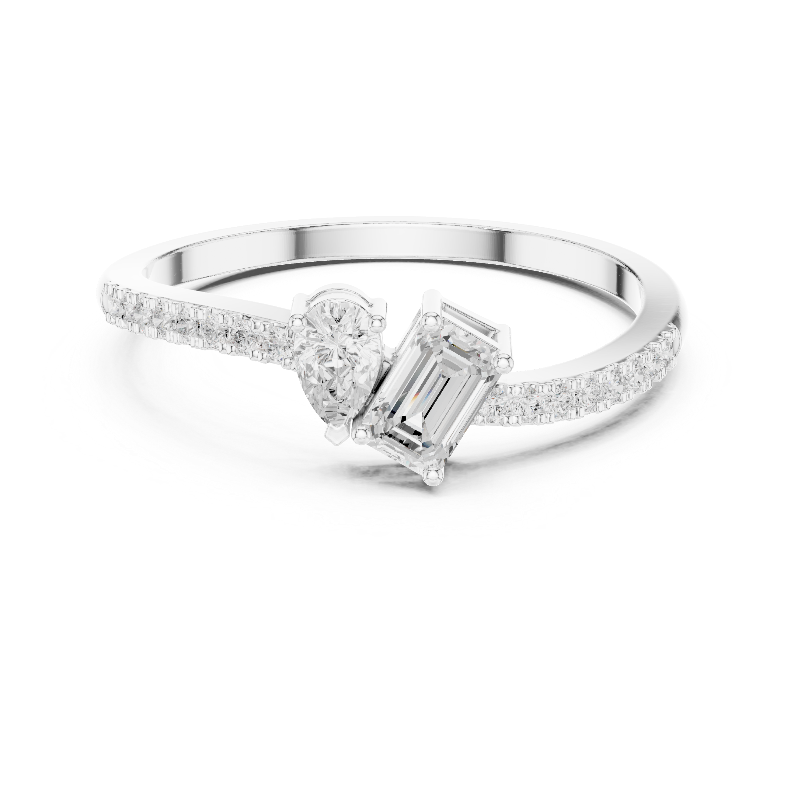 Gold Toi Et Moi Setting Pear Emerald Lab Grown Diamond Coris Ring