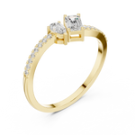 Gold Toi Et Moi Setting Pear Emerald Lab Grown Diamond Coris Ring