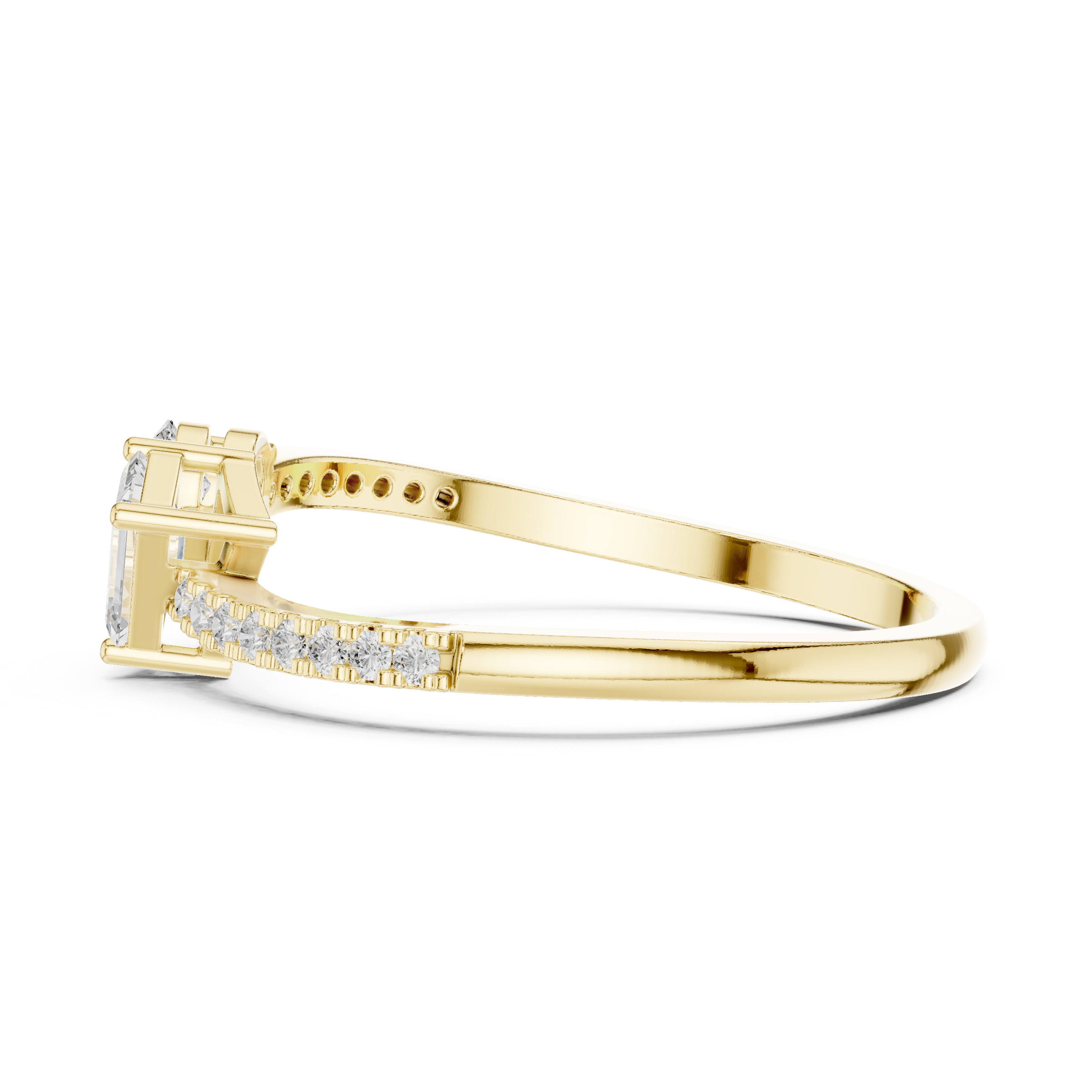 Gold Toi Et Moi Setting Pear Emerald Lab Grown Diamond Coris Ring
