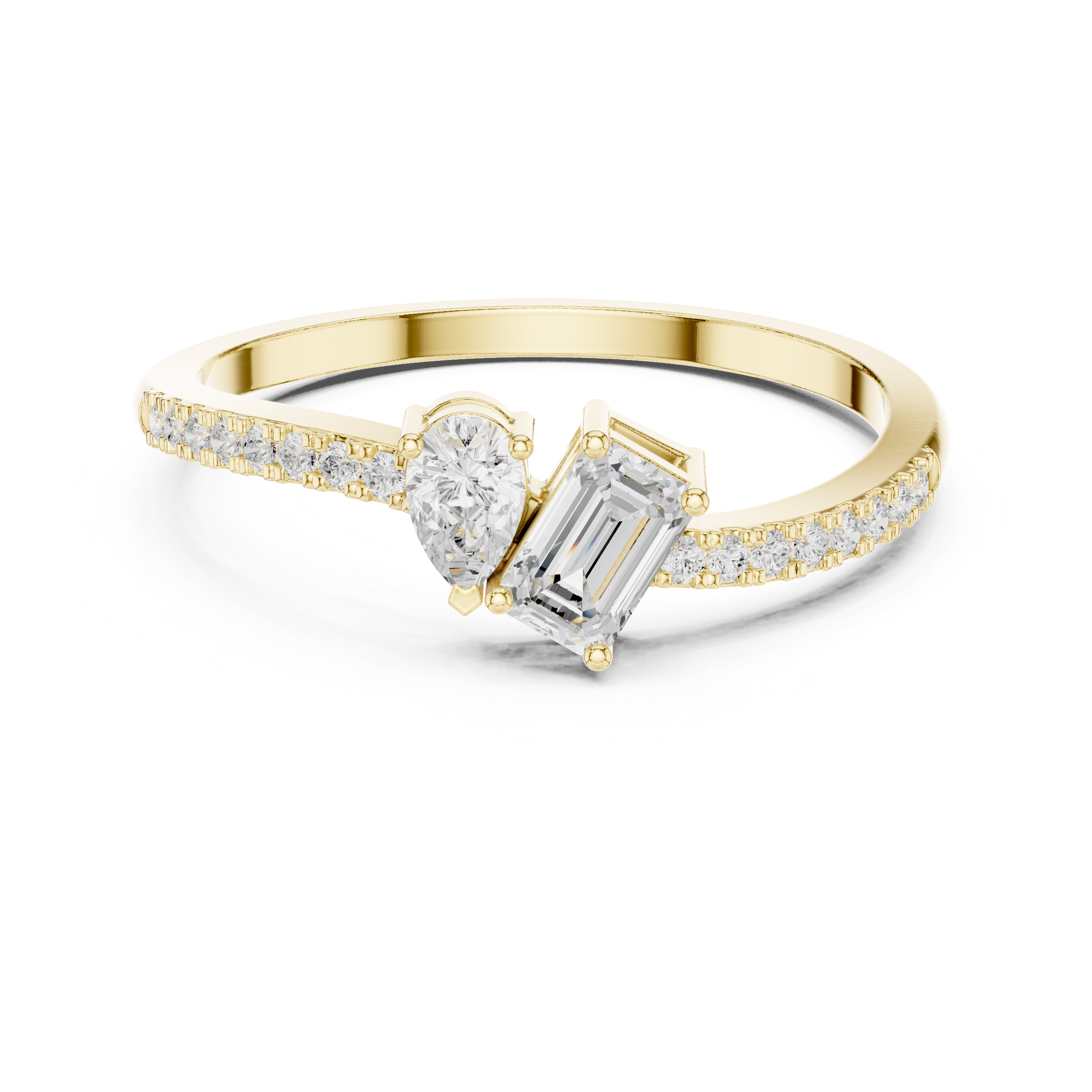 Gold Toi Et Moi Setting Pear Emerald Lab Grown Diamond Coris Ring