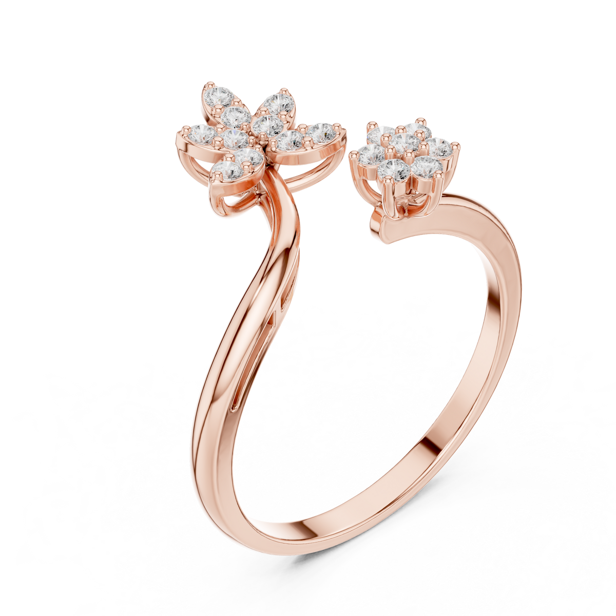 Gold Cluster Setting Round Lab Grown Diamond Virex Ring