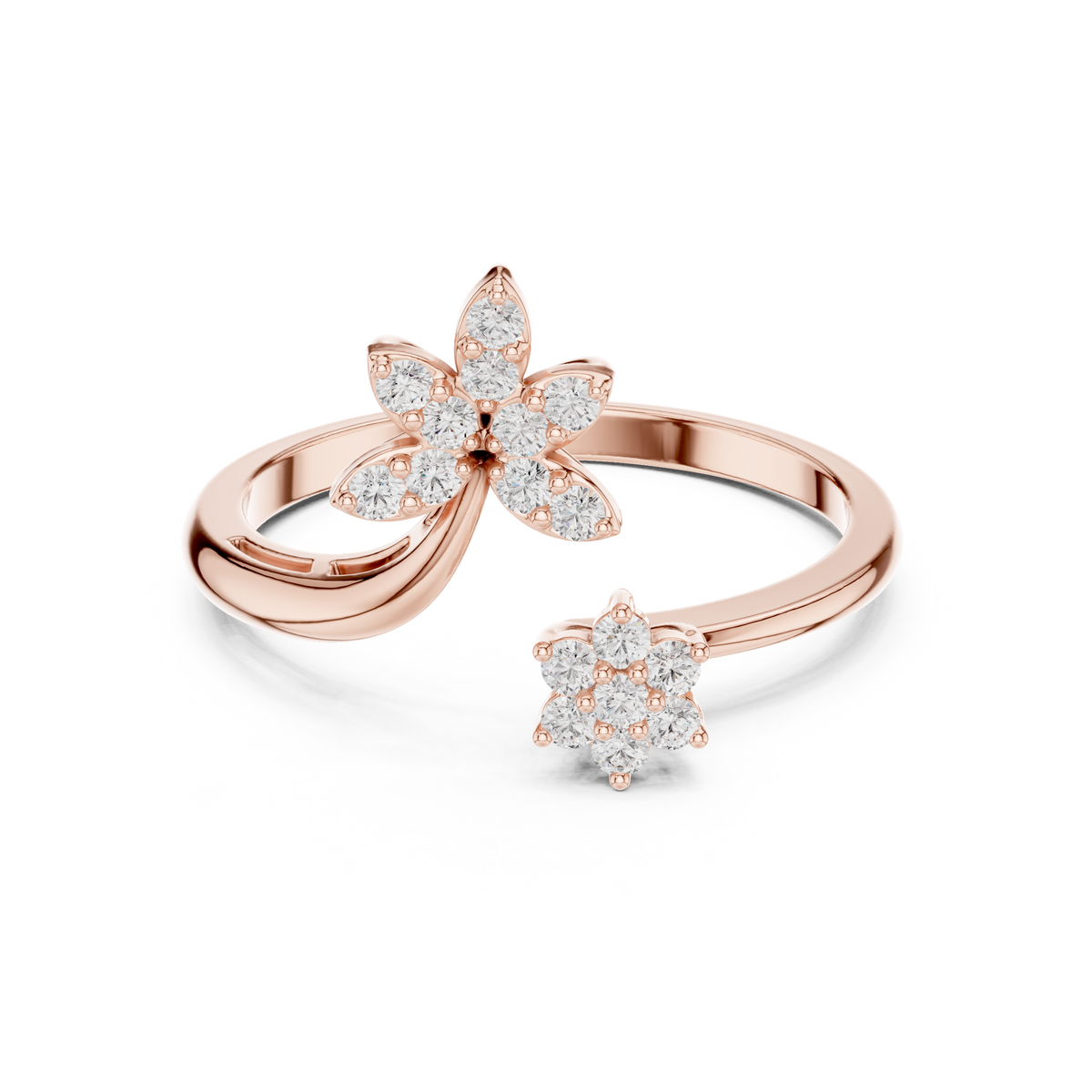 Gold Cluster Setting Round Lab Grown Diamond Virex Ring