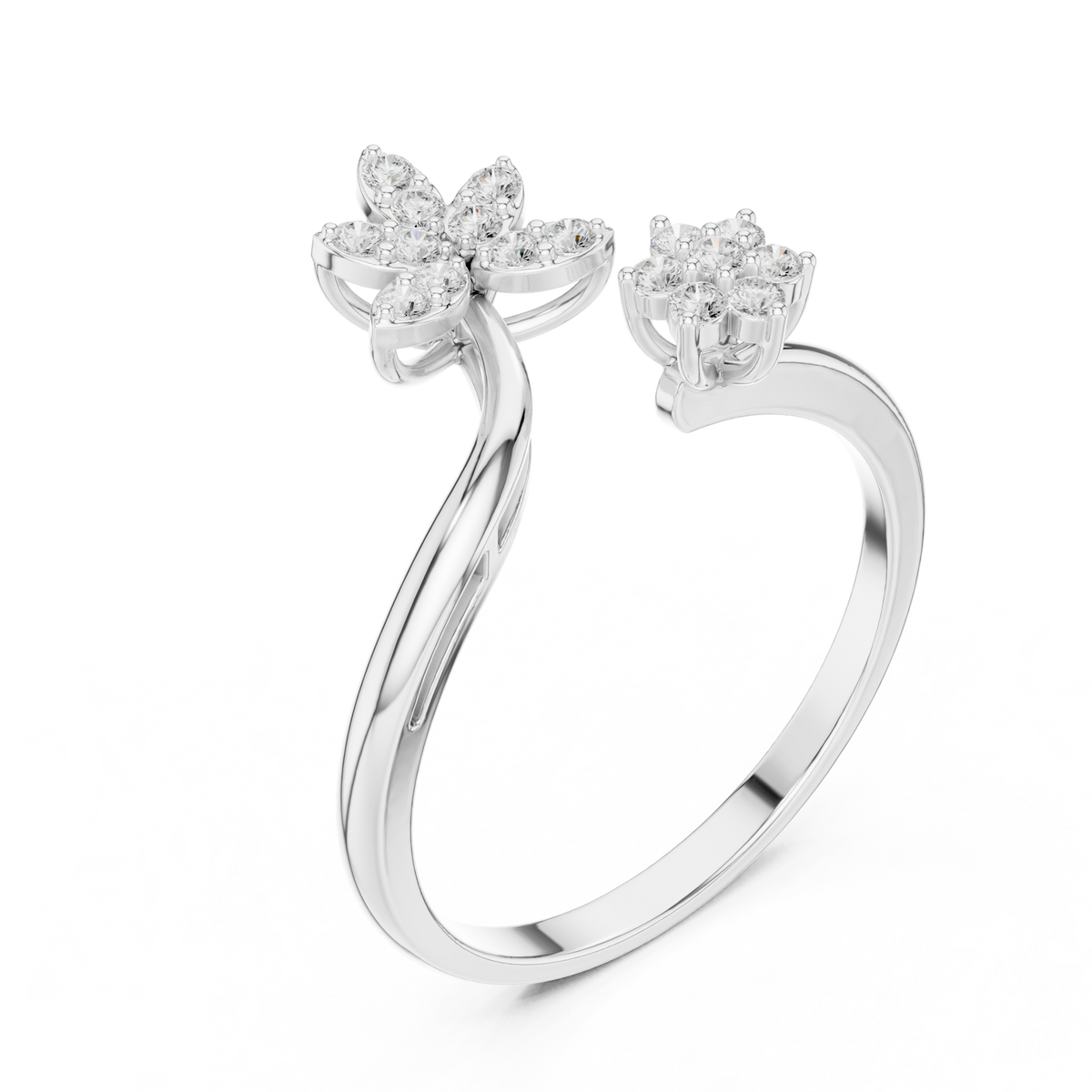 Gold Cluster Setting Round Lab Grown Diamond Virex Ring