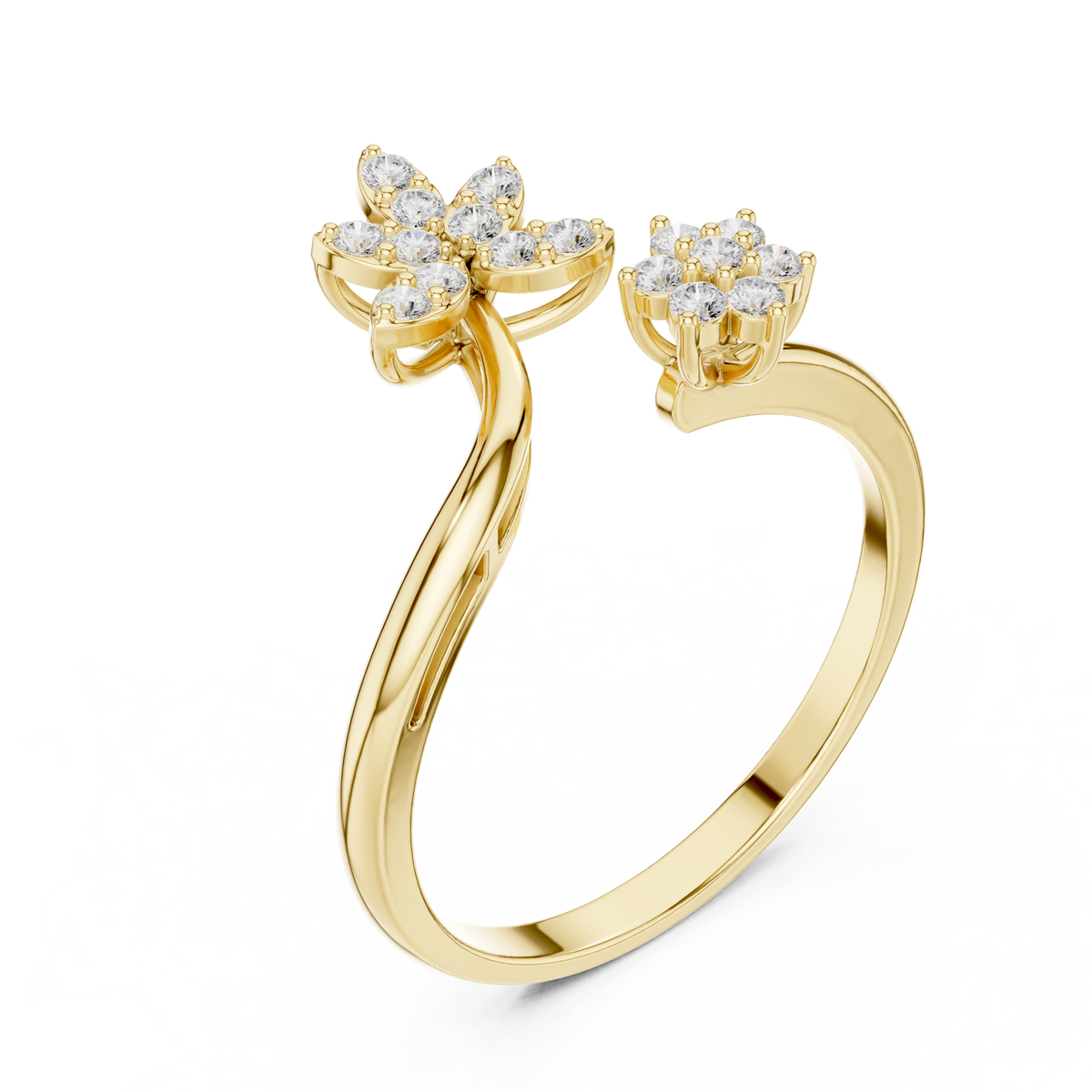 Gold Cluster Setting Round Lab Grown Diamond Virex Ring
