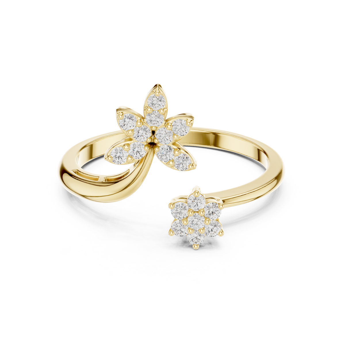 Gold Cluster Setting Round Lab Grown Diamond Virex Ring
