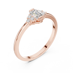 Gold Three Stone Emerald Lab Grown Diamond Quera Ring