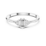Gold Three Stone Emerald Lab Grown Diamond Quera Ring