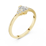 Gold Three Stone Emerald Lab Grown Diamond Quera Ring