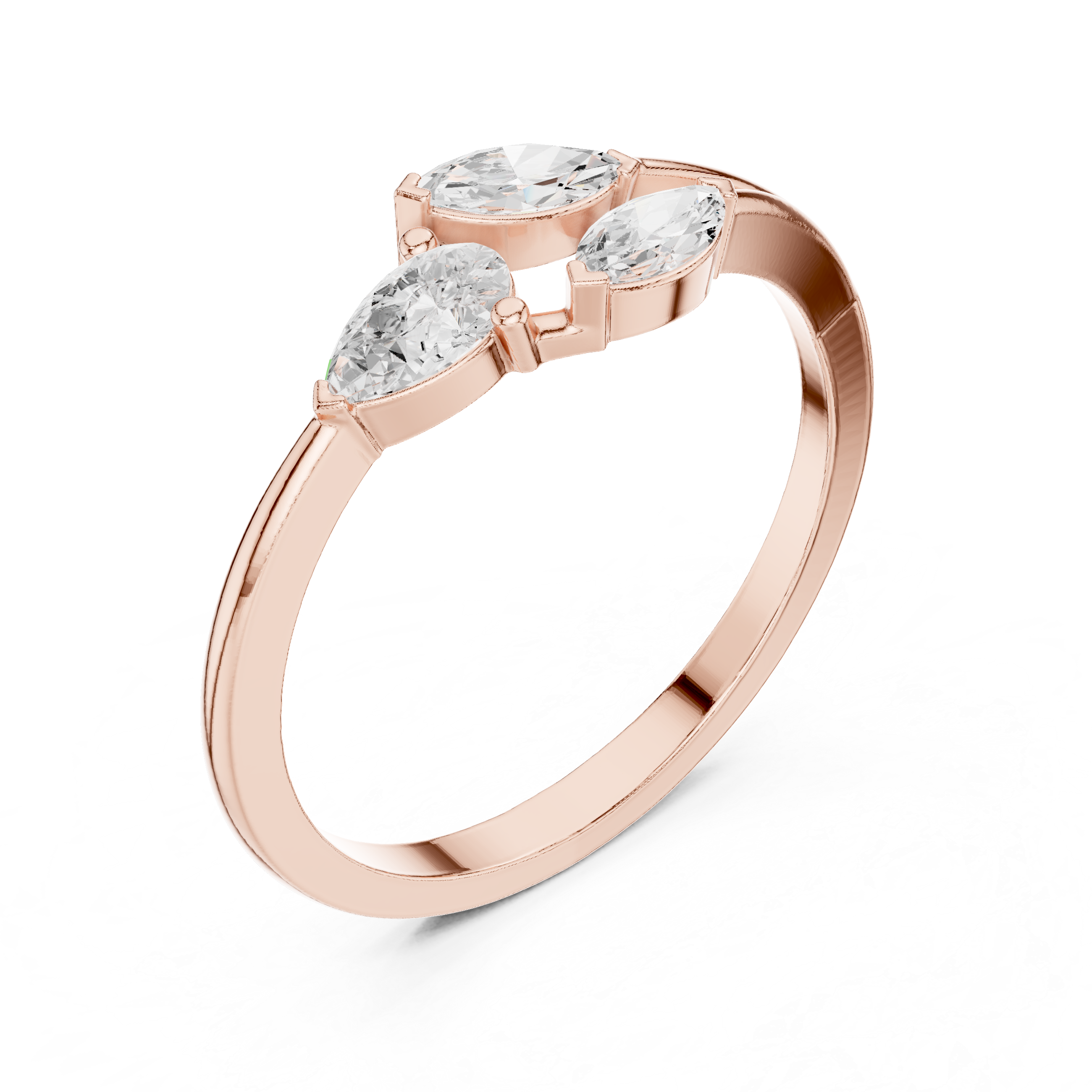 Gold Marquise Trio Setting Lab Grown Diamond Myven Ring