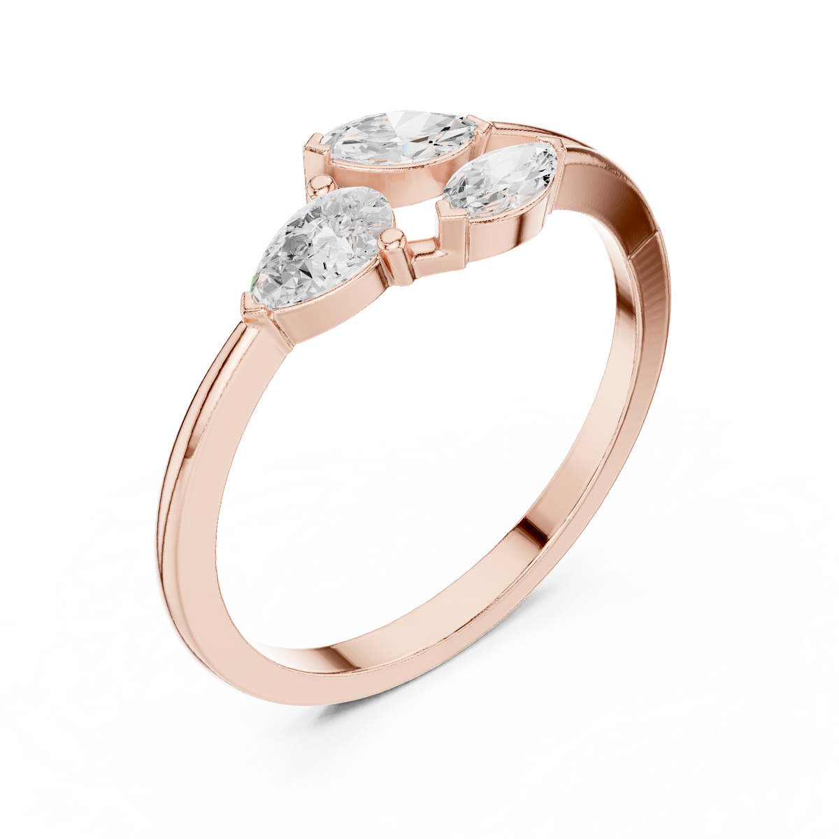 Gold Marquise Trio Setting Lab Grown Diamond Myven Ring