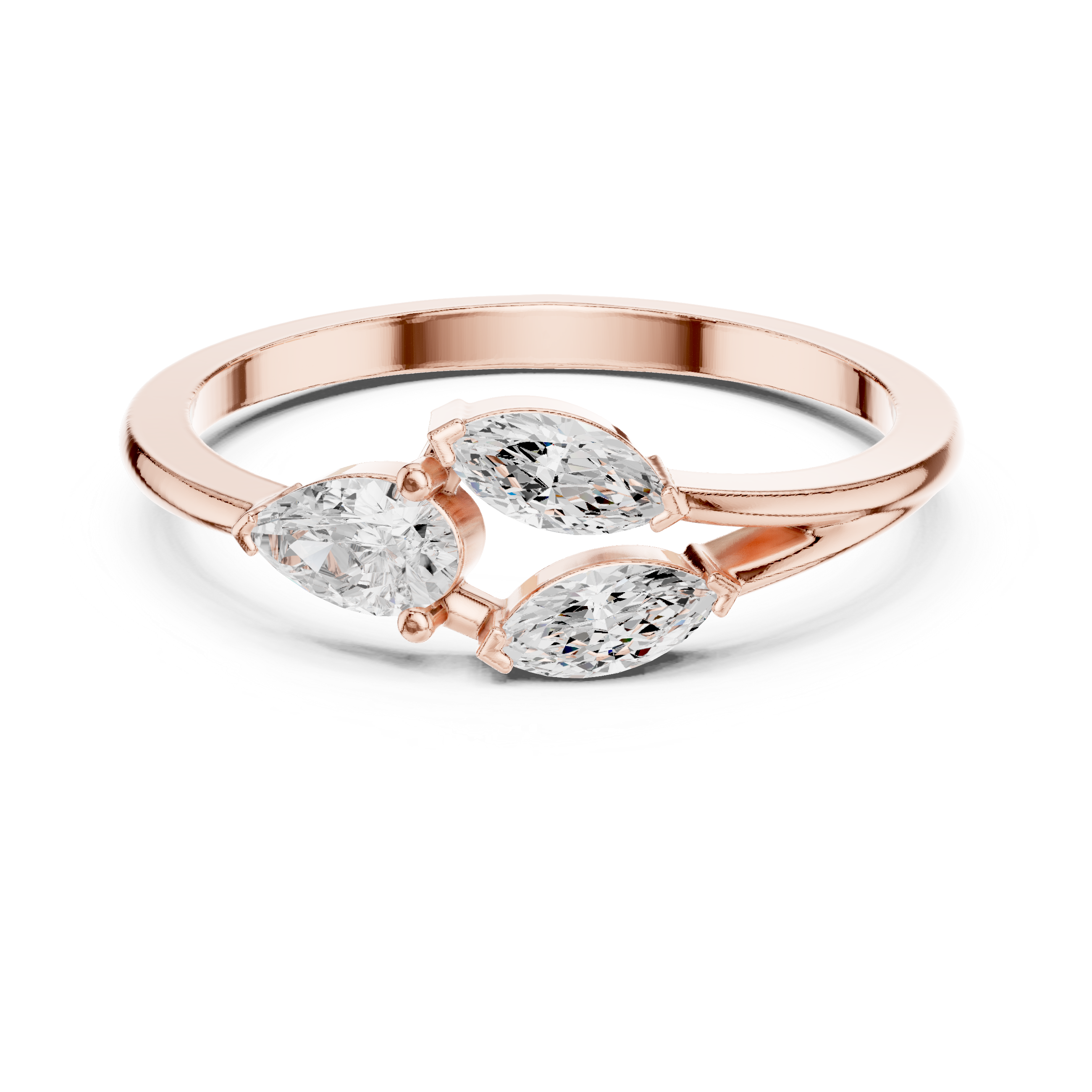 Gold Marquise Trio Setting Lab Grown Diamond Myven Ring