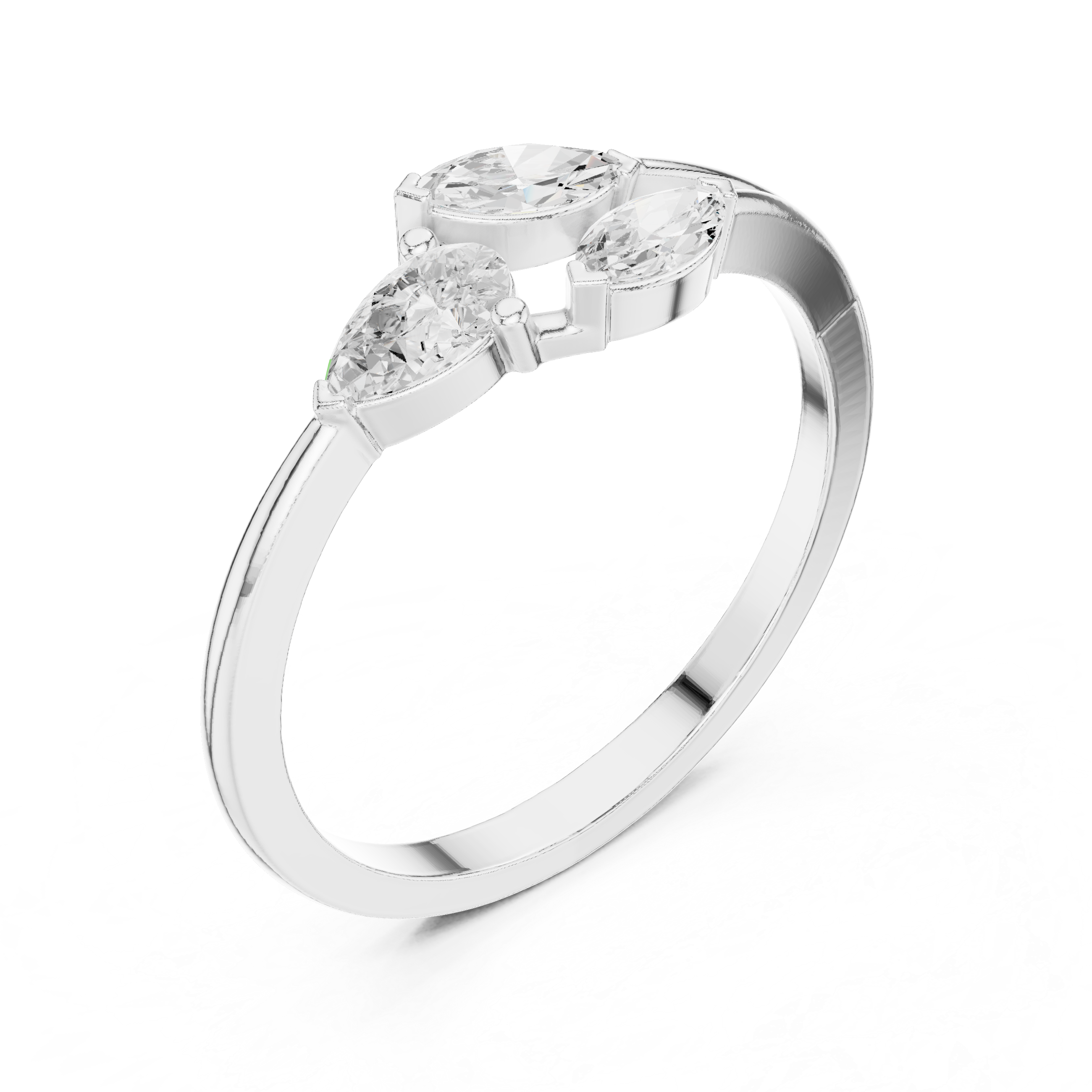 Gold Marquise Trio Setting Lab Grown Diamond Myven Ring