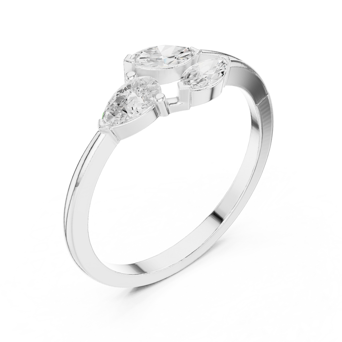 Gold Marquise Trio Setting Lab Grown Diamond Myven Ring
