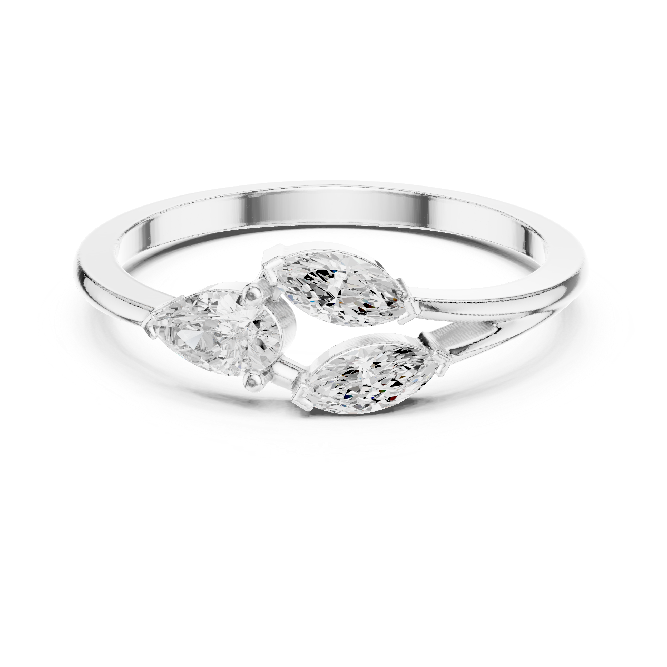 Gold Marquise Trio Setting Lab Grown Diamond Myven Ring