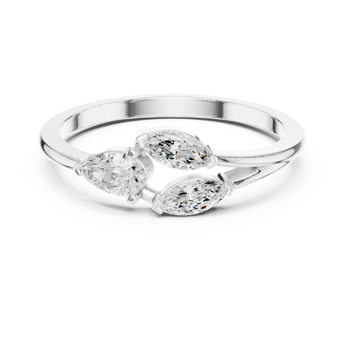 Gold Marquise Trio Setting Lab Grown Diamond Myven Ring