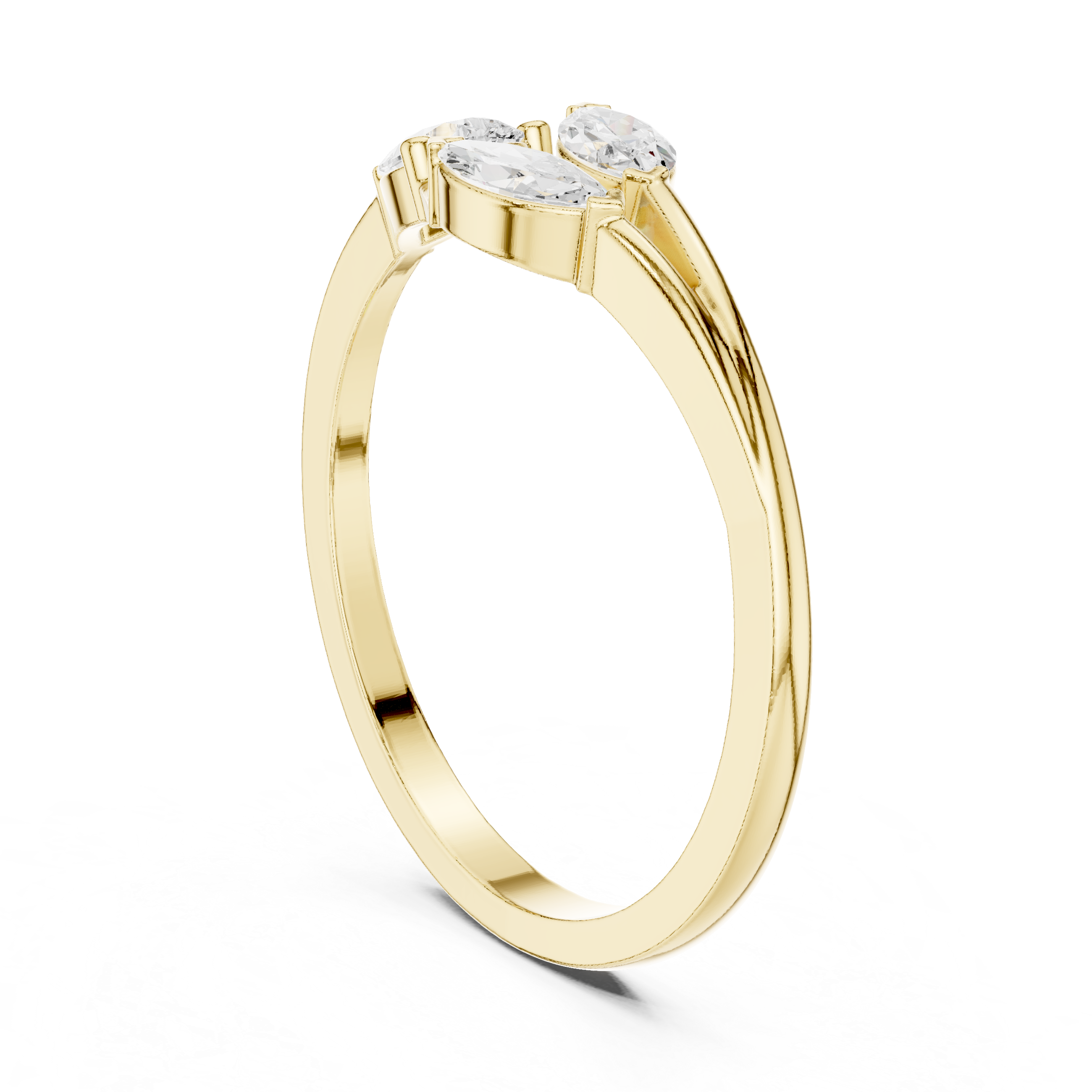 Gold Marquise Trio Setting Lab Grown Diamond Myven Ring
