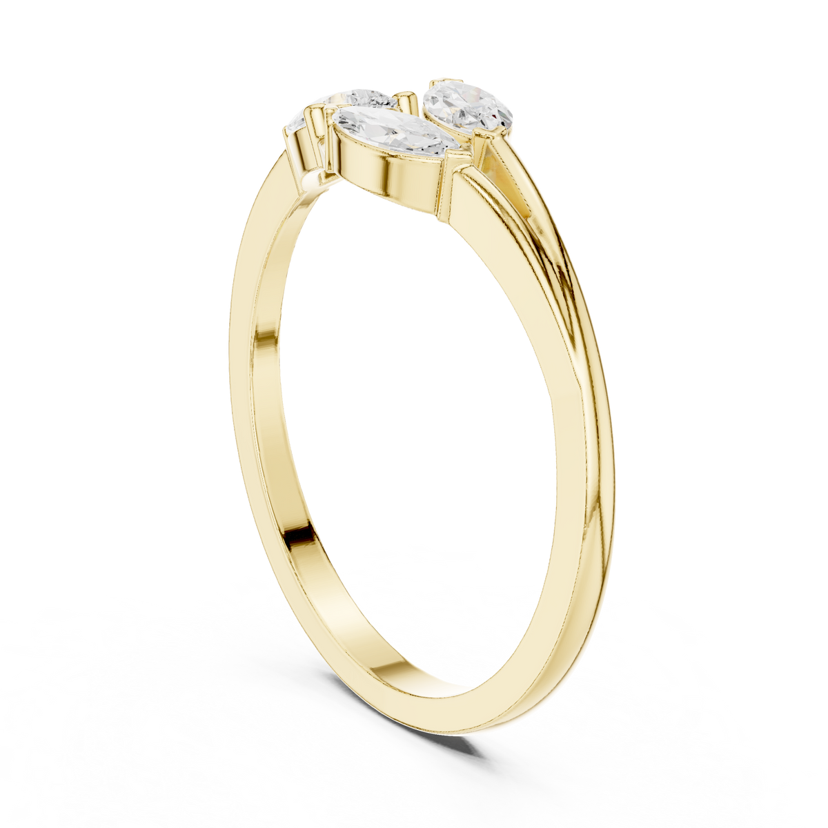 Gold Marquise Trio Setting Lab Grown Diamond Myven Ring