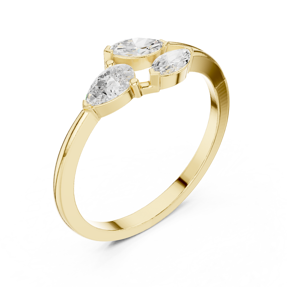Gold Marquise Trio Setting Lab Grown Diamond Myven Ring