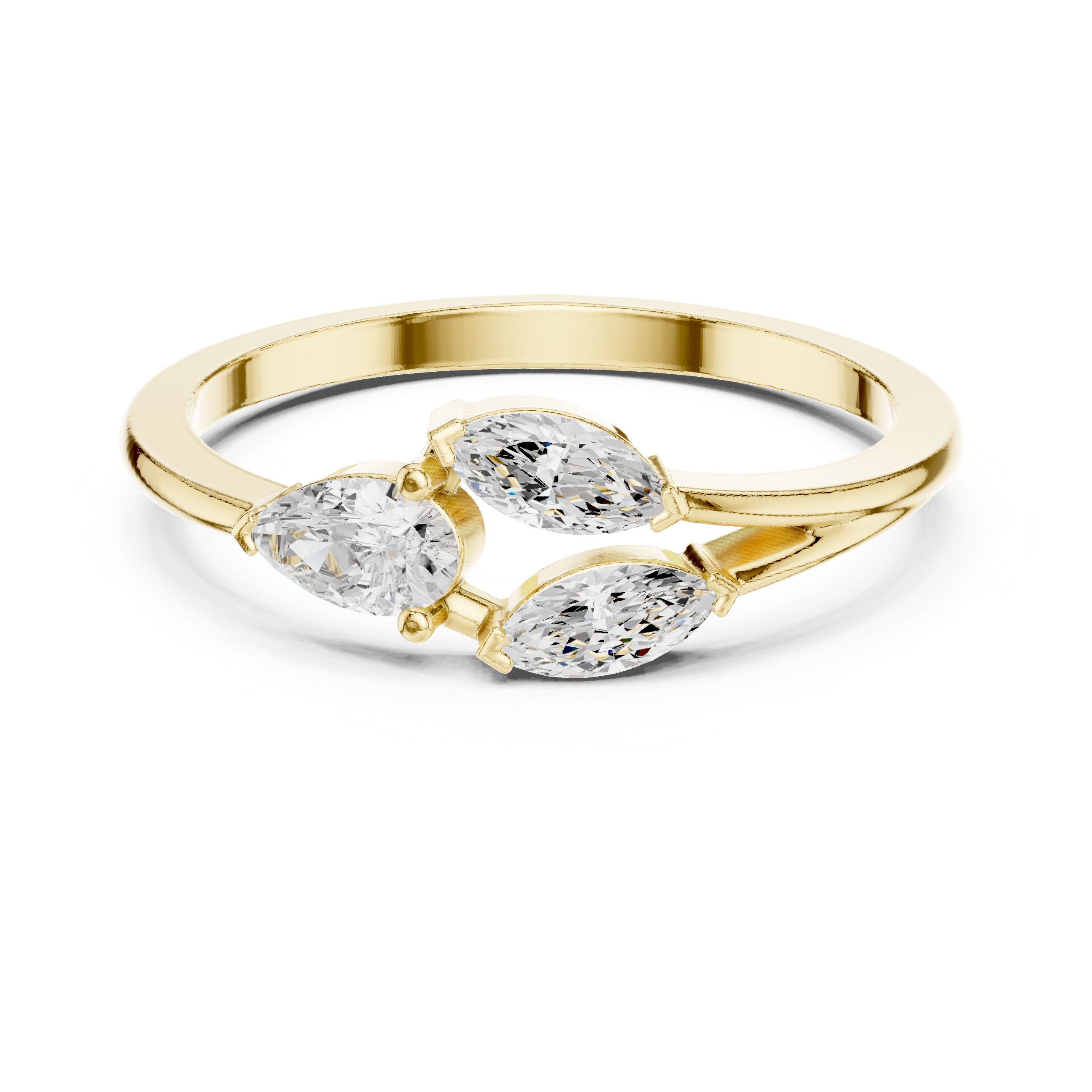 Gold Marquise Trio Setting Lab Grown Diamond Myven Ring