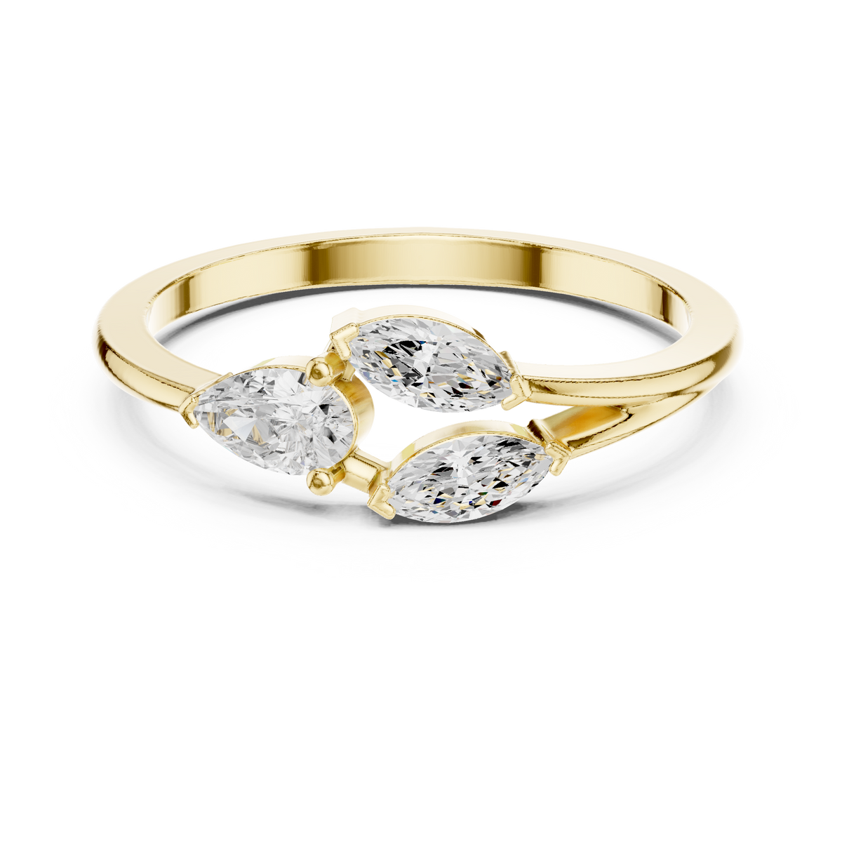 Gold Marquise Trio Setting Lab Grown Diamond Myven Ring