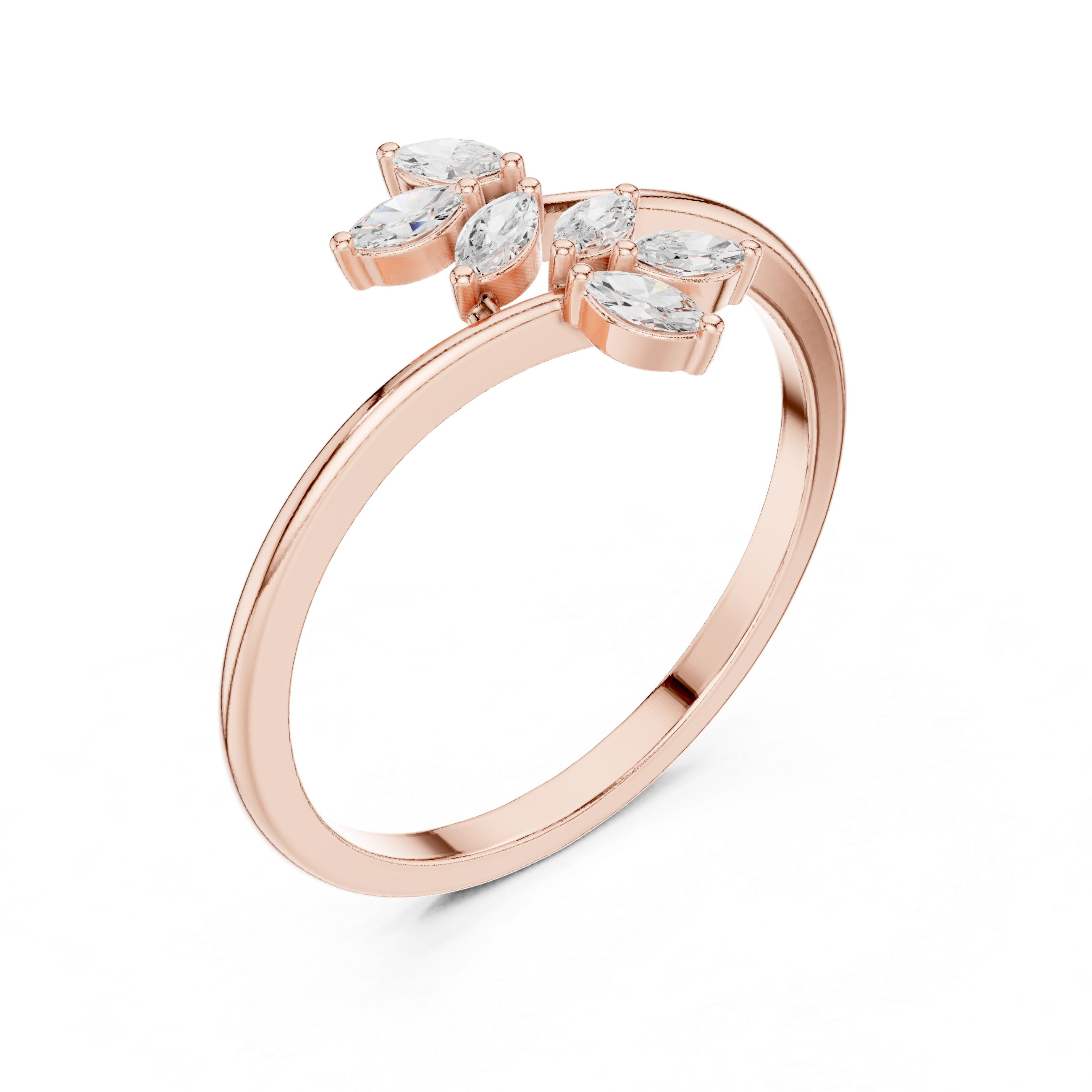 Gold Petal Setting Marquise Lab Grown Diamond Ozyra Ring