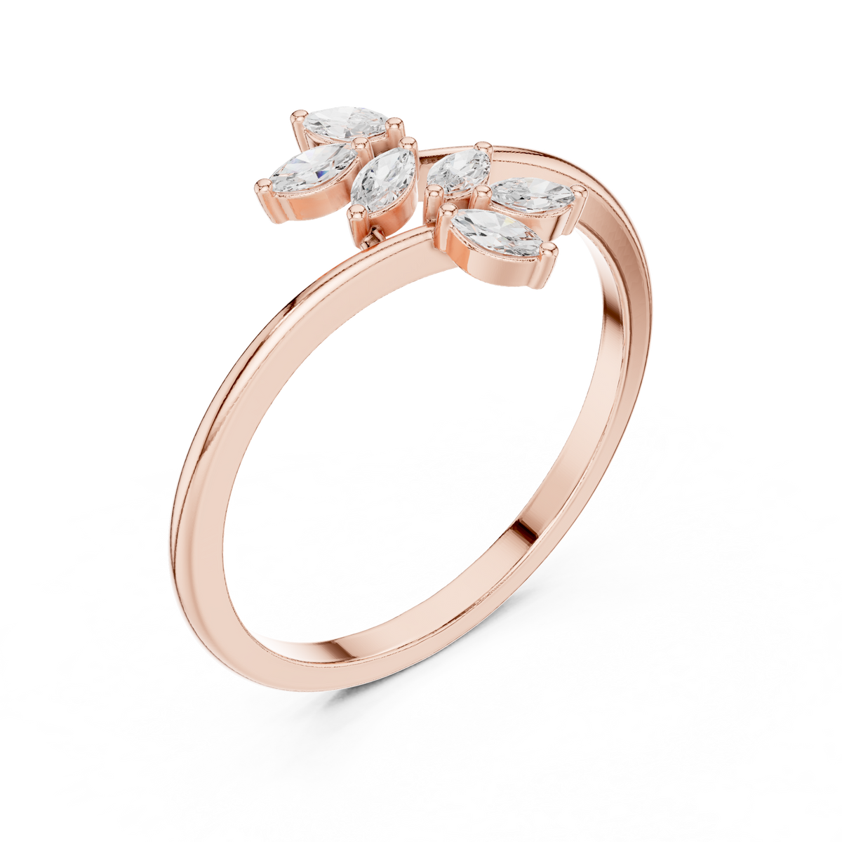 Gold Petal Setting Marquise Lab Grown Diamond Ozyra Ring