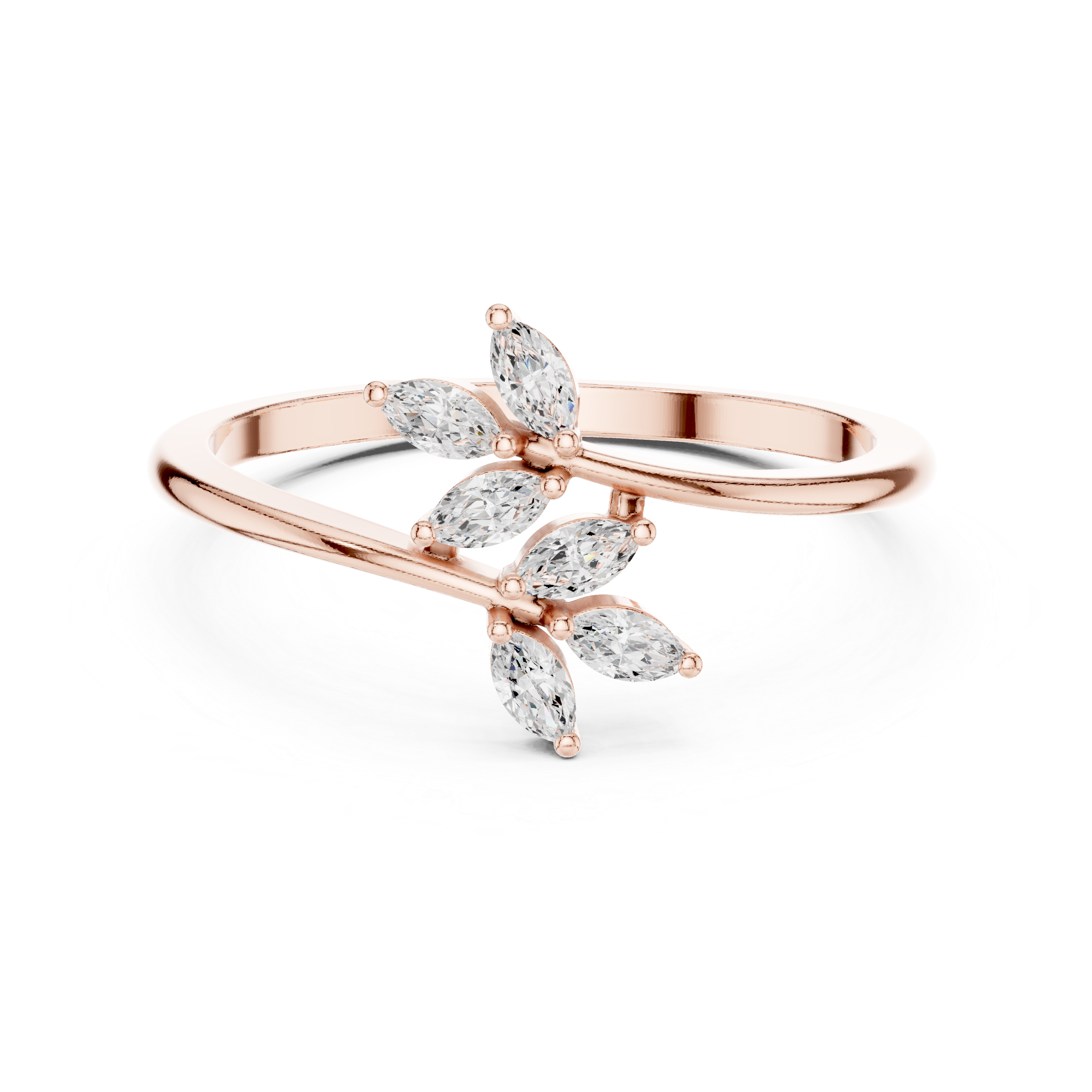Gold Petal Setting Marquise Lab Grown Diamond Ozyra Ring