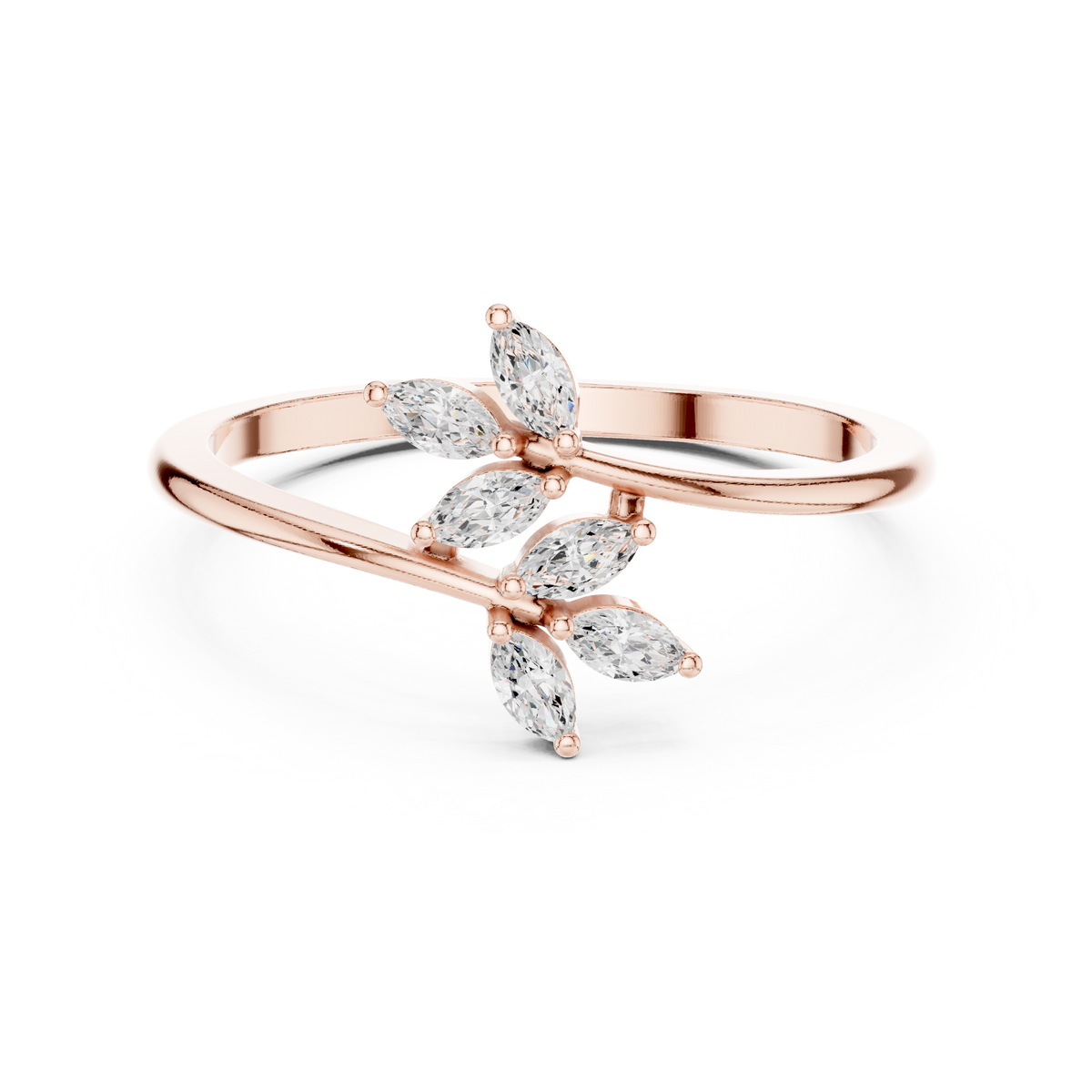 Gold Petal Setting Marquise Lab Grown Diamond Ozyra Ring