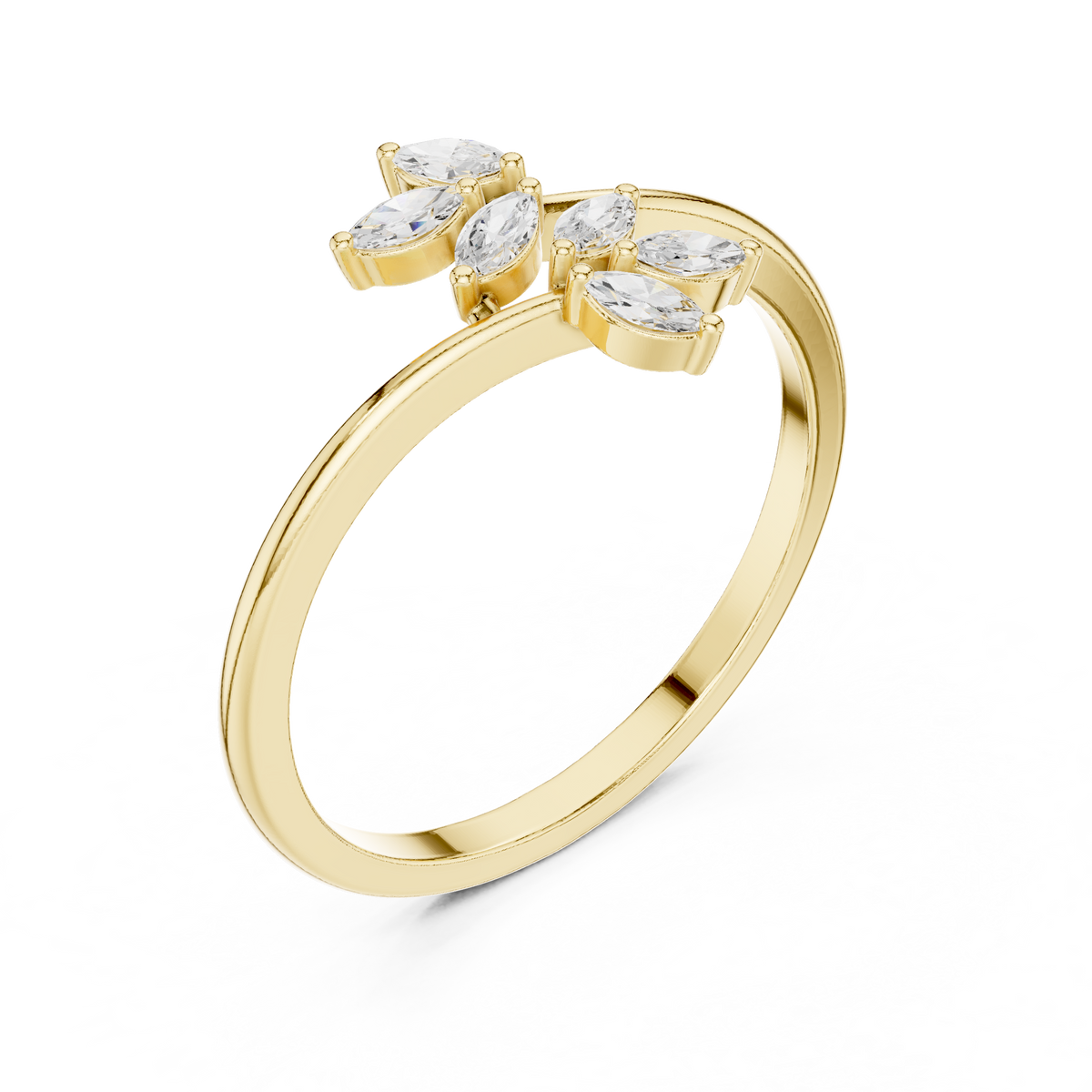 Gold Petal Setting Marquise Lab Grown Diamond Ozyra Ring