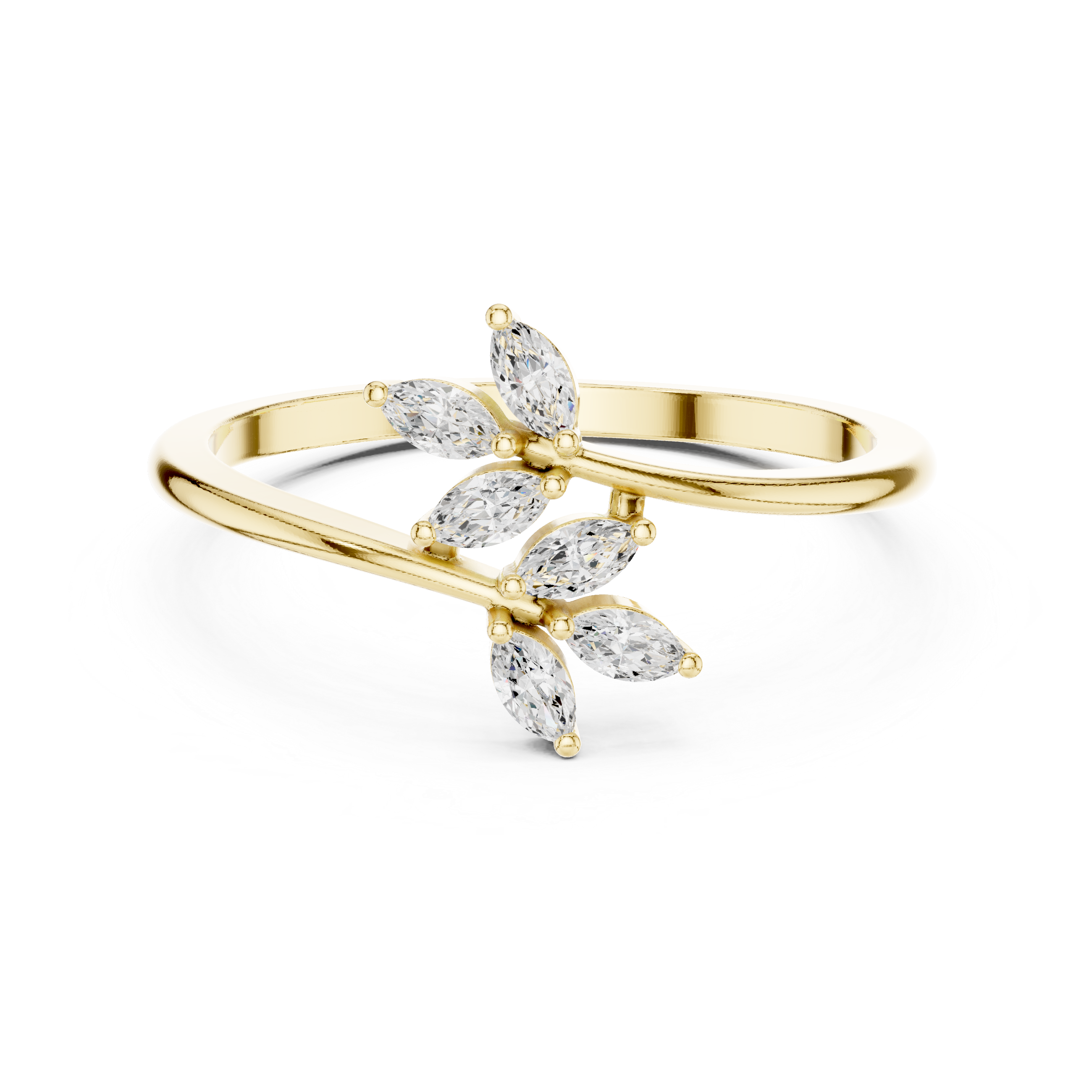 Gold Petal Setting Marquise Lab Grown Diamond Ozyra Ring