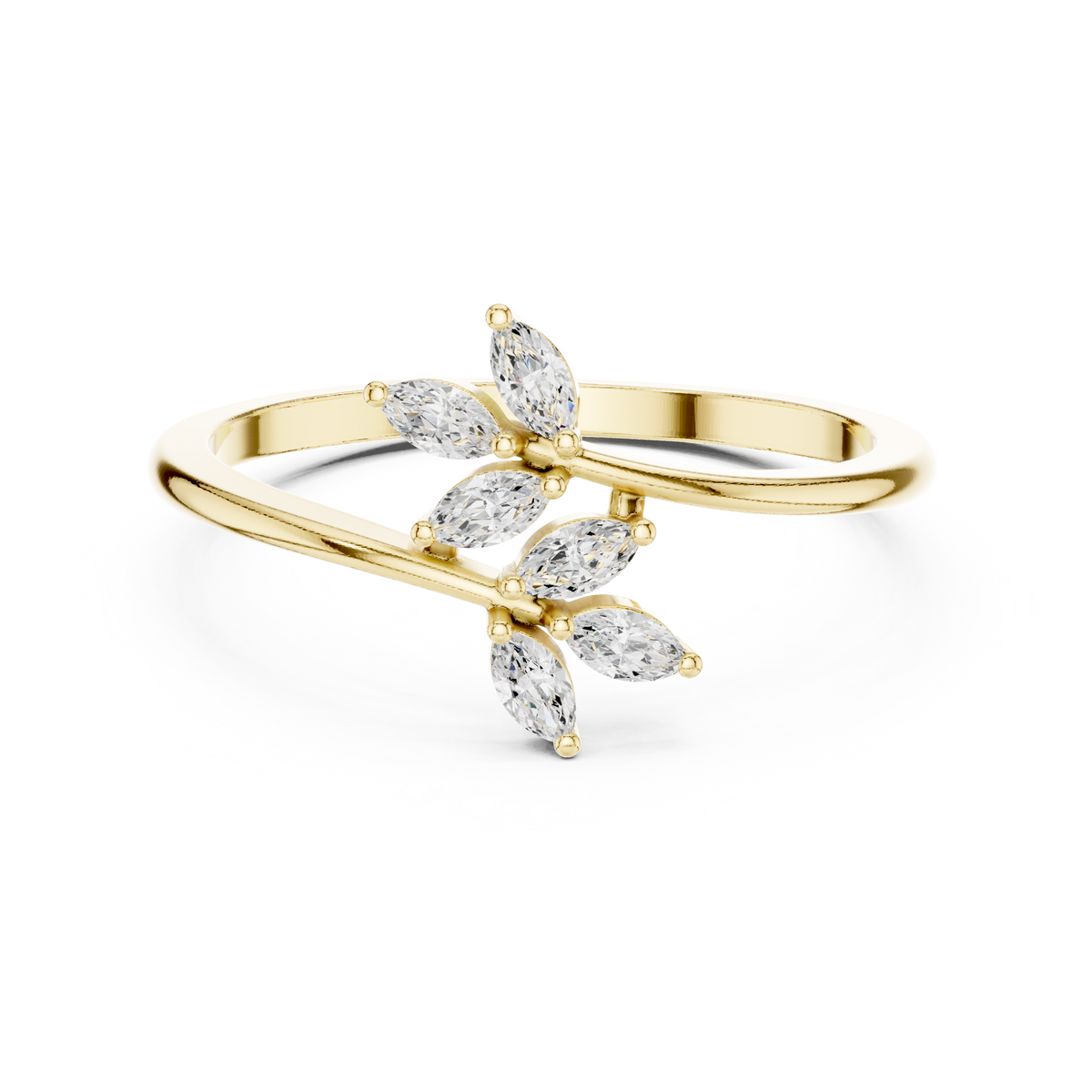 Gold Petal Setting Marquise Lab Grown Diamond Ozyra Ring
