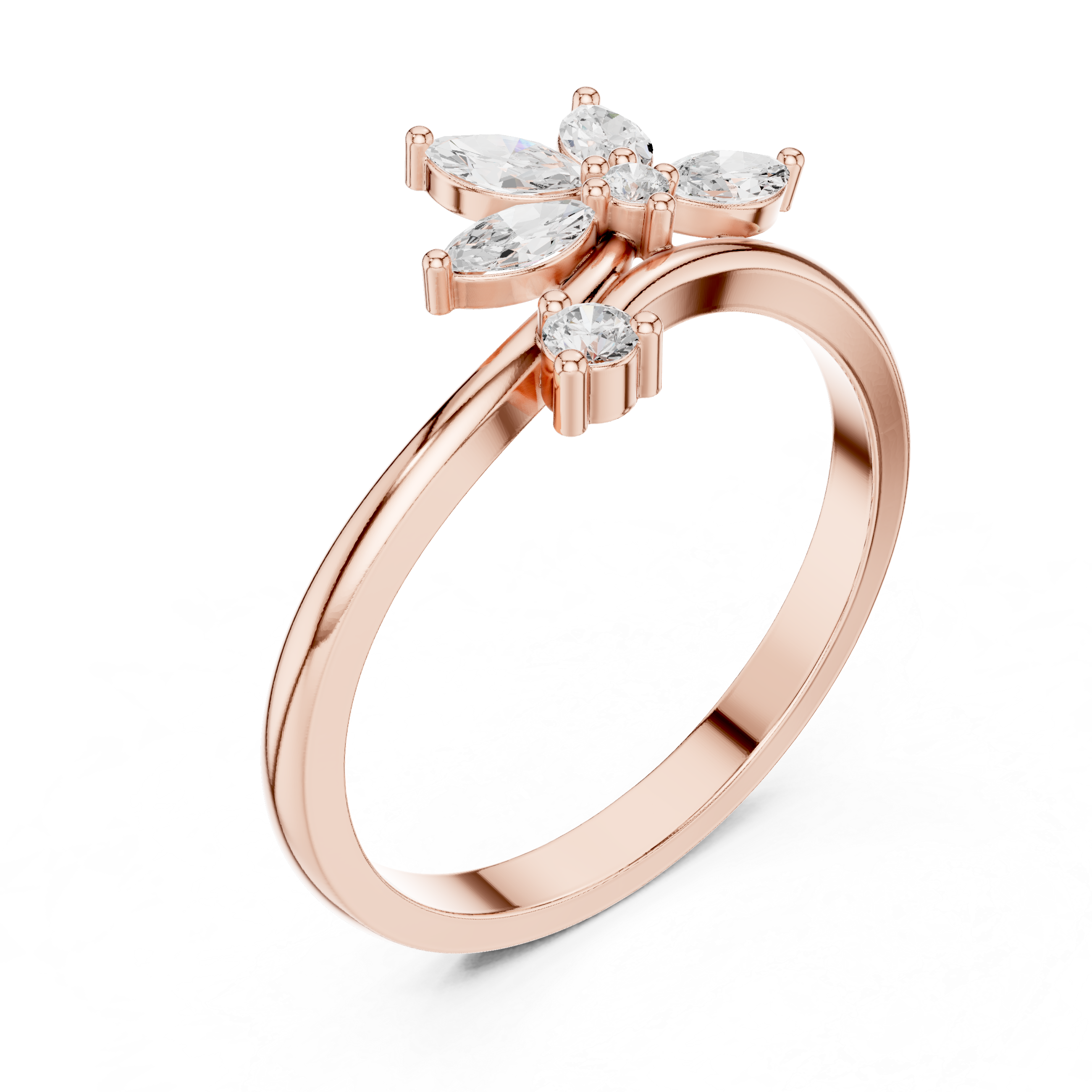 Gold Floral Marquise Setting Lab Grown Diamond Zyven Ring