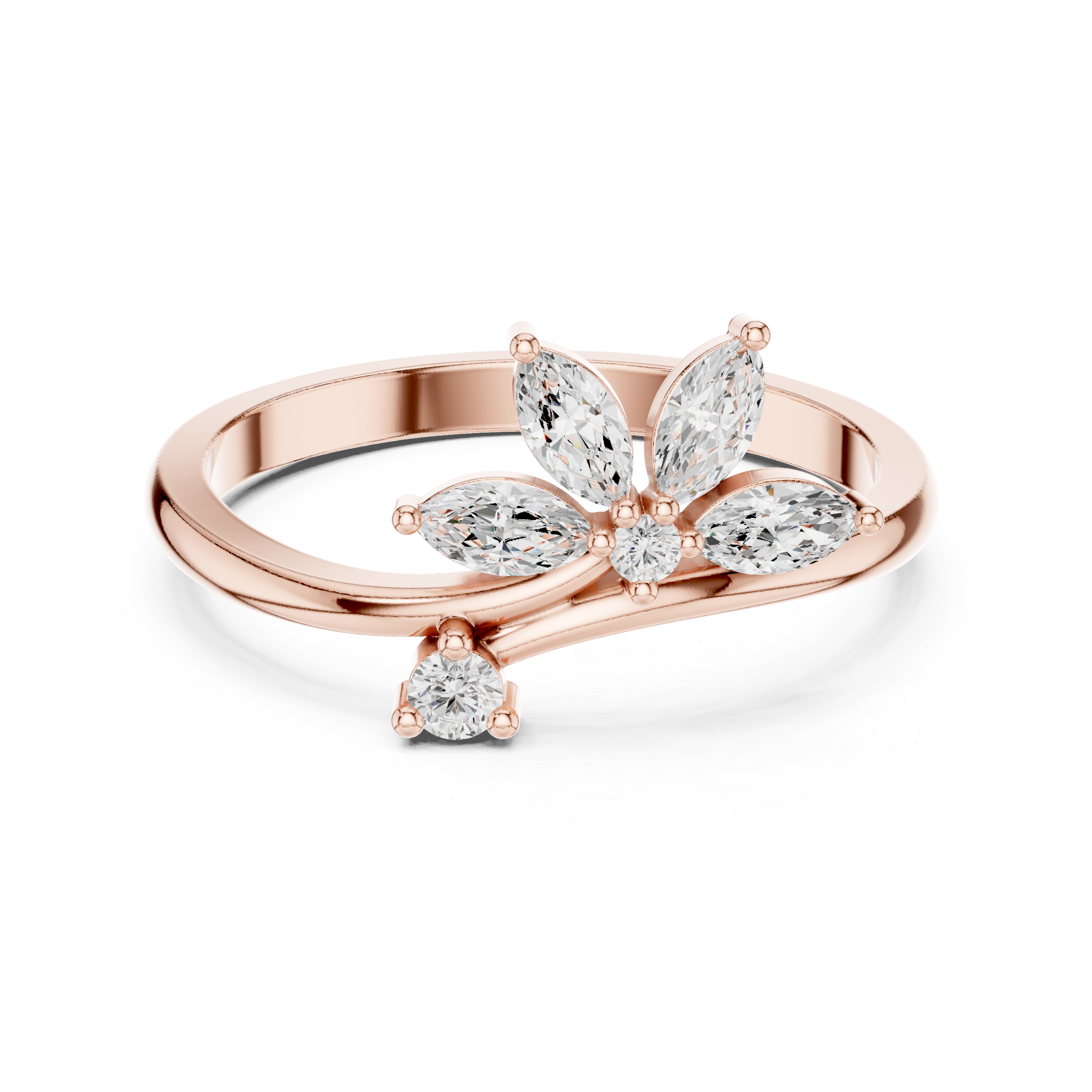 Gold Floral Marquise Setting Lab Grown Diamond Zyven Ring