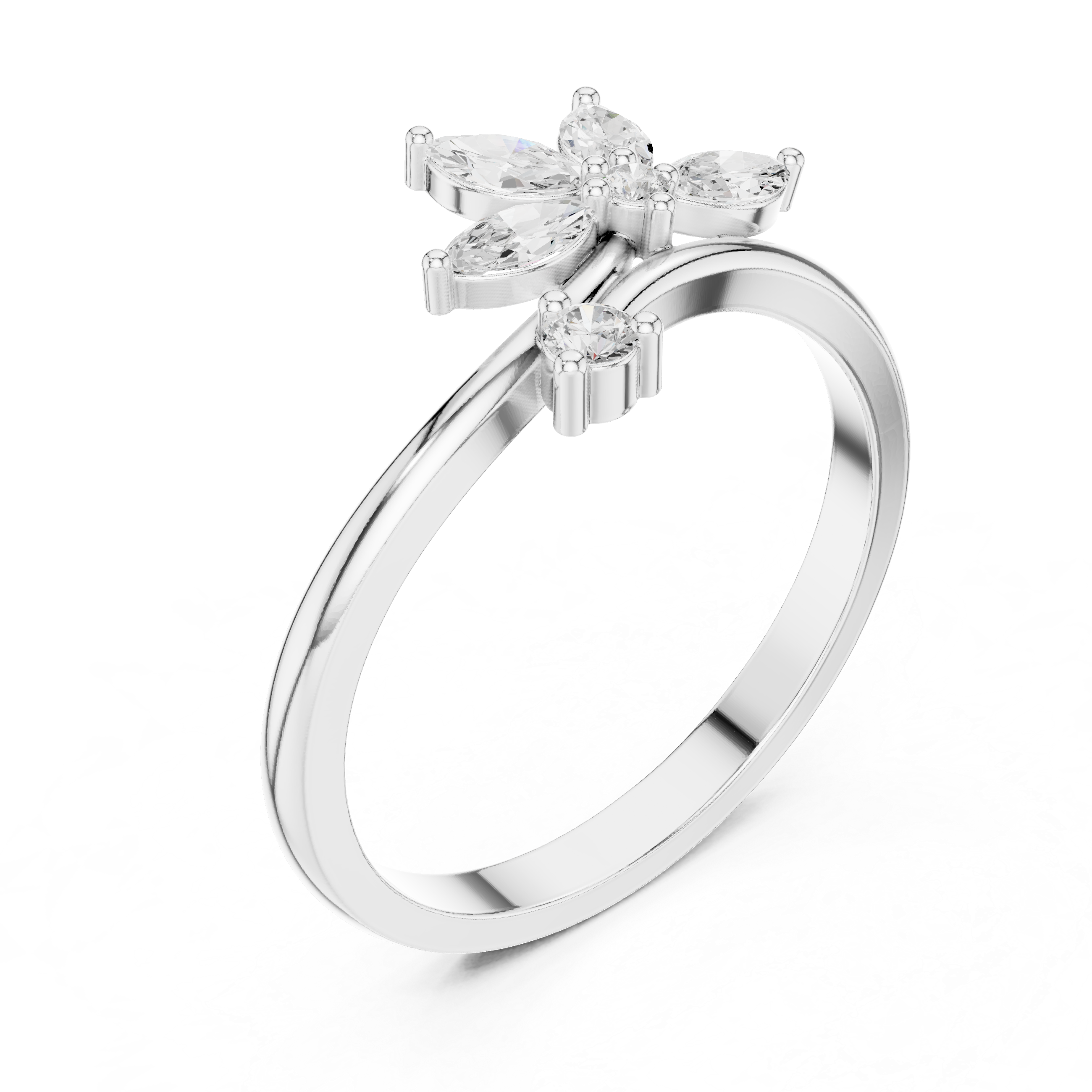 Gold Floral Marquise Setting Lab Grown Diamond Zyven Ring