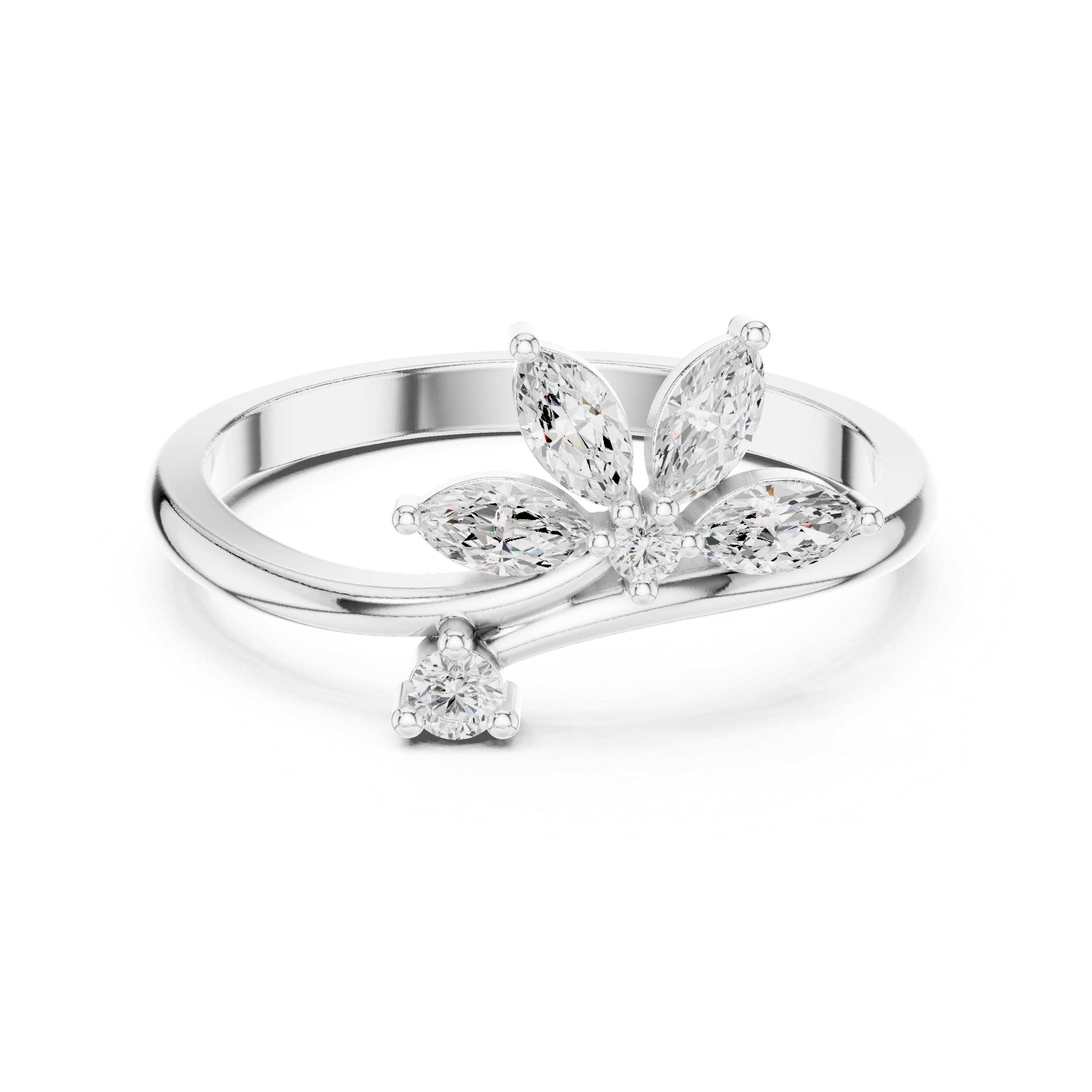 Gold Floral Marquise Setting Lab Grown Diamond Zyven Ring