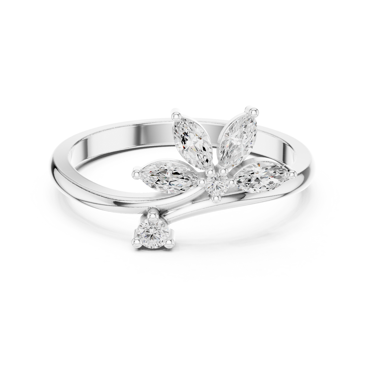 Gold Floral Marquise Setting Lab Grown Diamond Zyven Ring