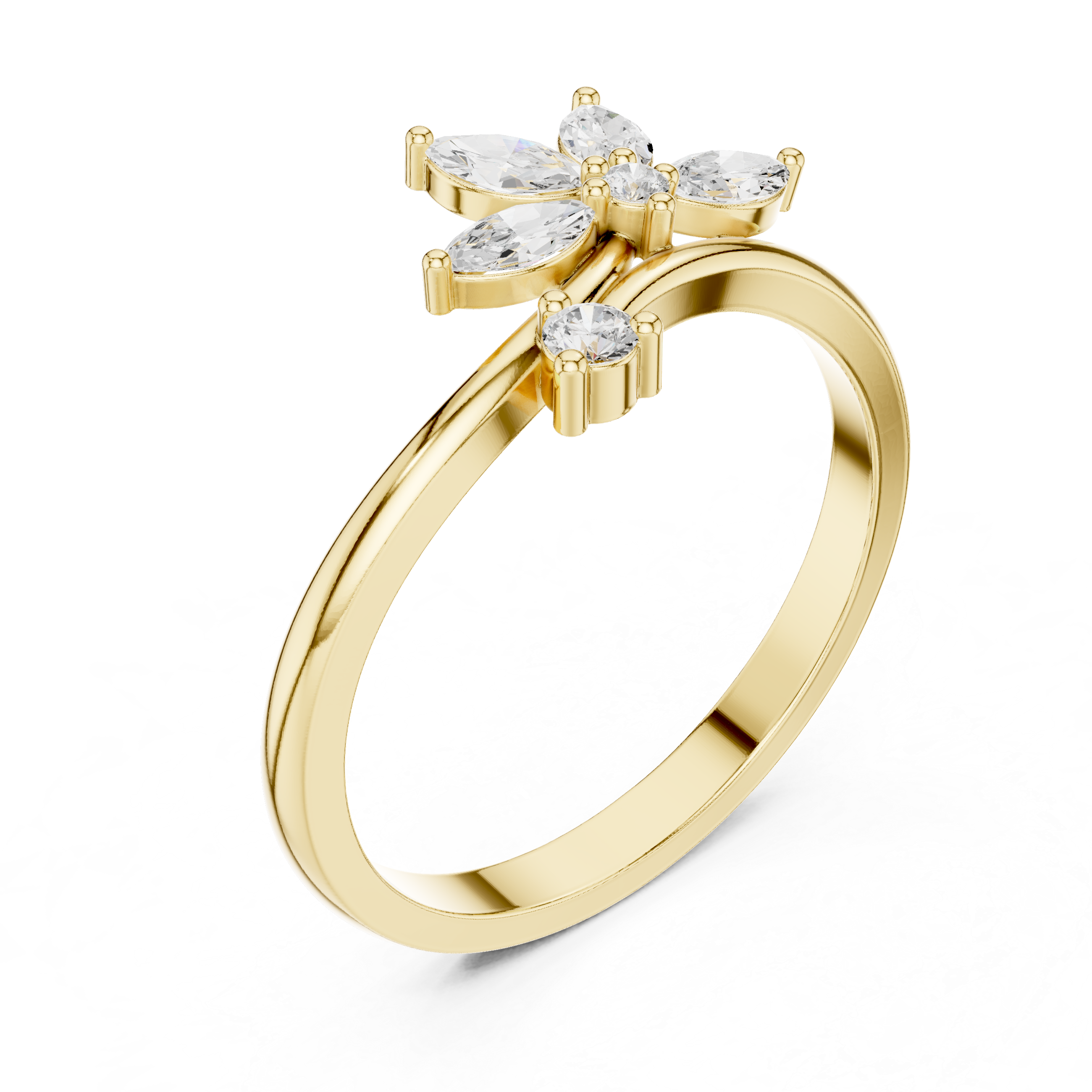 Gold Floral Marquise Setting Lab Grown Diamond Zyven Ring