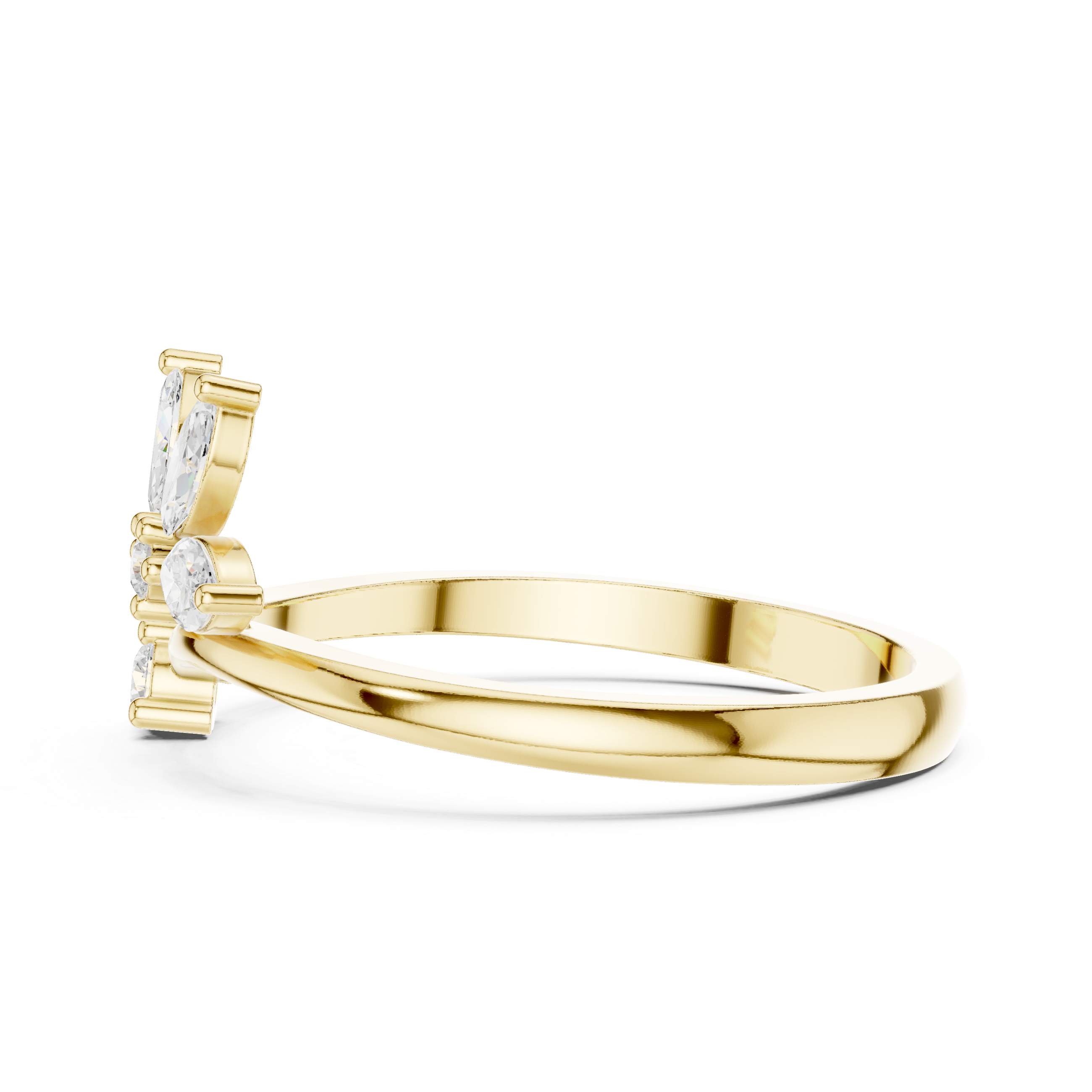 Gold Floral Marquise Setting Lab Grown Diamond Zyven Ring