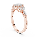 Gold Trilogy Setting Oval Marquise Lab Grown Diamond Cirel Ring