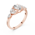 Gold Trilogy Setting Oval Marquise Lab Grown Diamond Cirel Ring