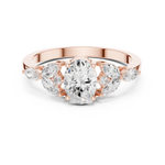 Gold Trilogy Setting Oval Marquise Lab Grown Diamond Cirel Ring