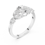 Gold Trilogy Setting Oval Marquise Lab Grown Diamond Cirel Ring