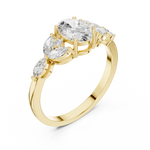 Gold Trilogy Setting Oval Marquise Lab Grown Diamond Cirel Ring