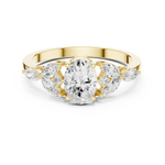Gold Trilogy Setting Oval Marquise Lab Grown Diamond Cirel Ring