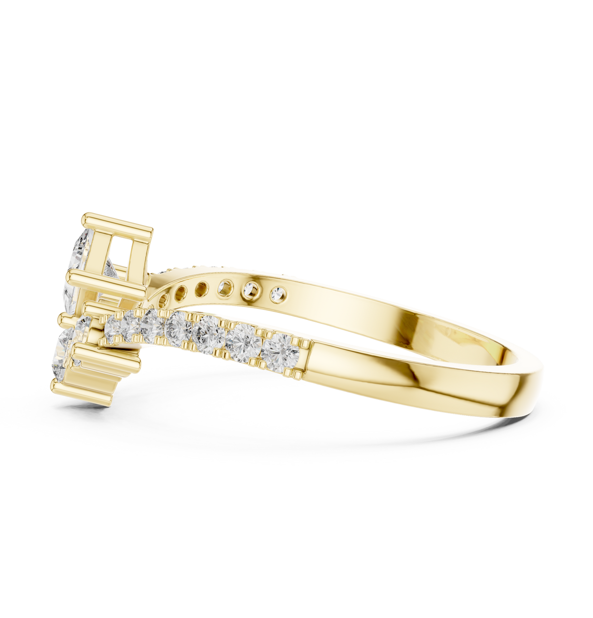 Gold Princess Cluster Lab Grown Diamond Erixa Ring
