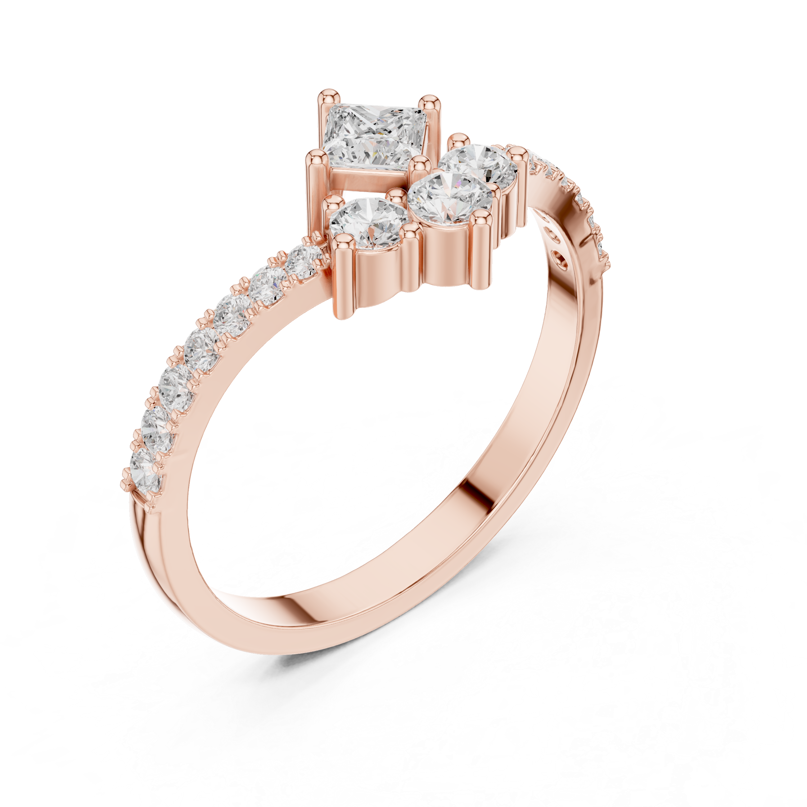 Gold Split Shank Cluster Setting Round Lab Grown Diamond Valyn Ring